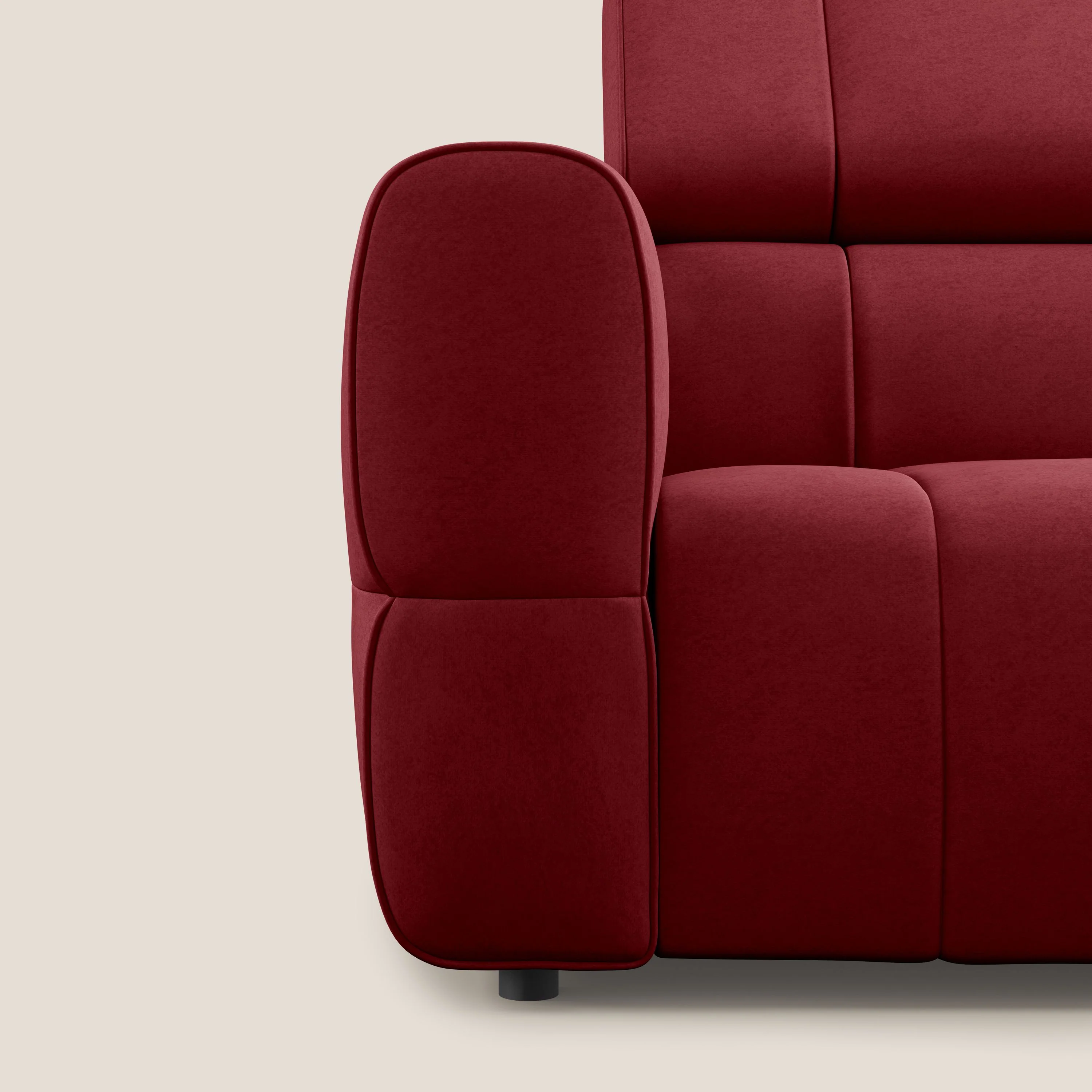 Giotto Canapé terminal avec option relax électrique en microfibre imperméable effet velours  T09 rouge - Image 10