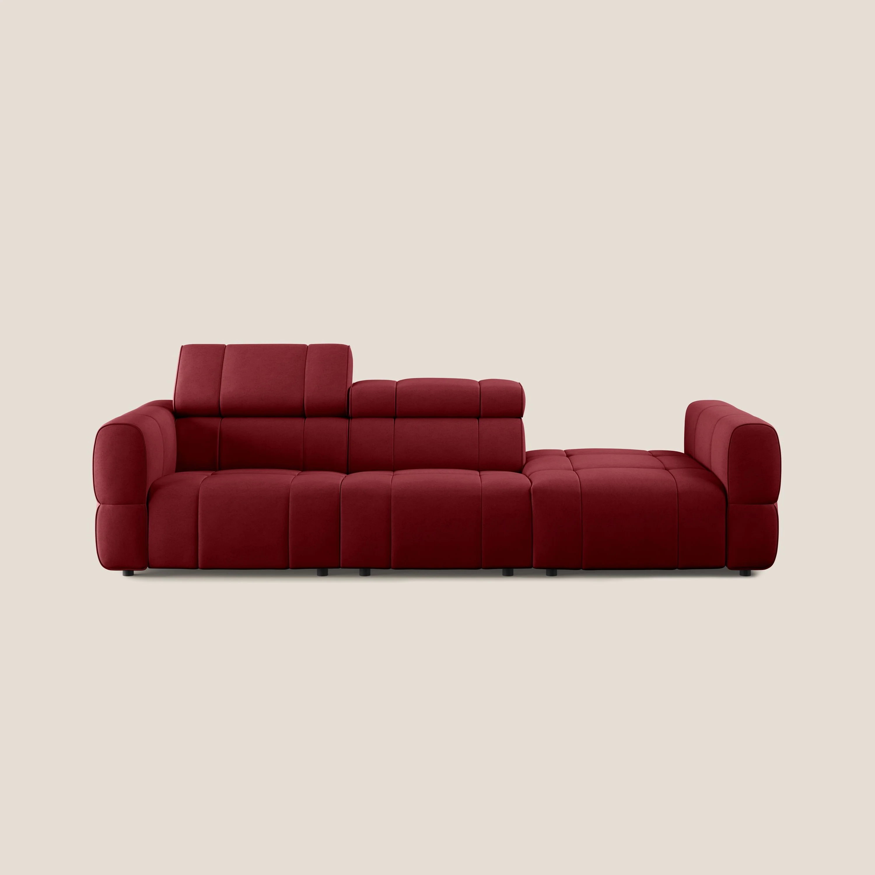 Giotto Canapé terminal avec option relax électrique en microfibre imperméable effet velours  T09 rouge - Image 11
