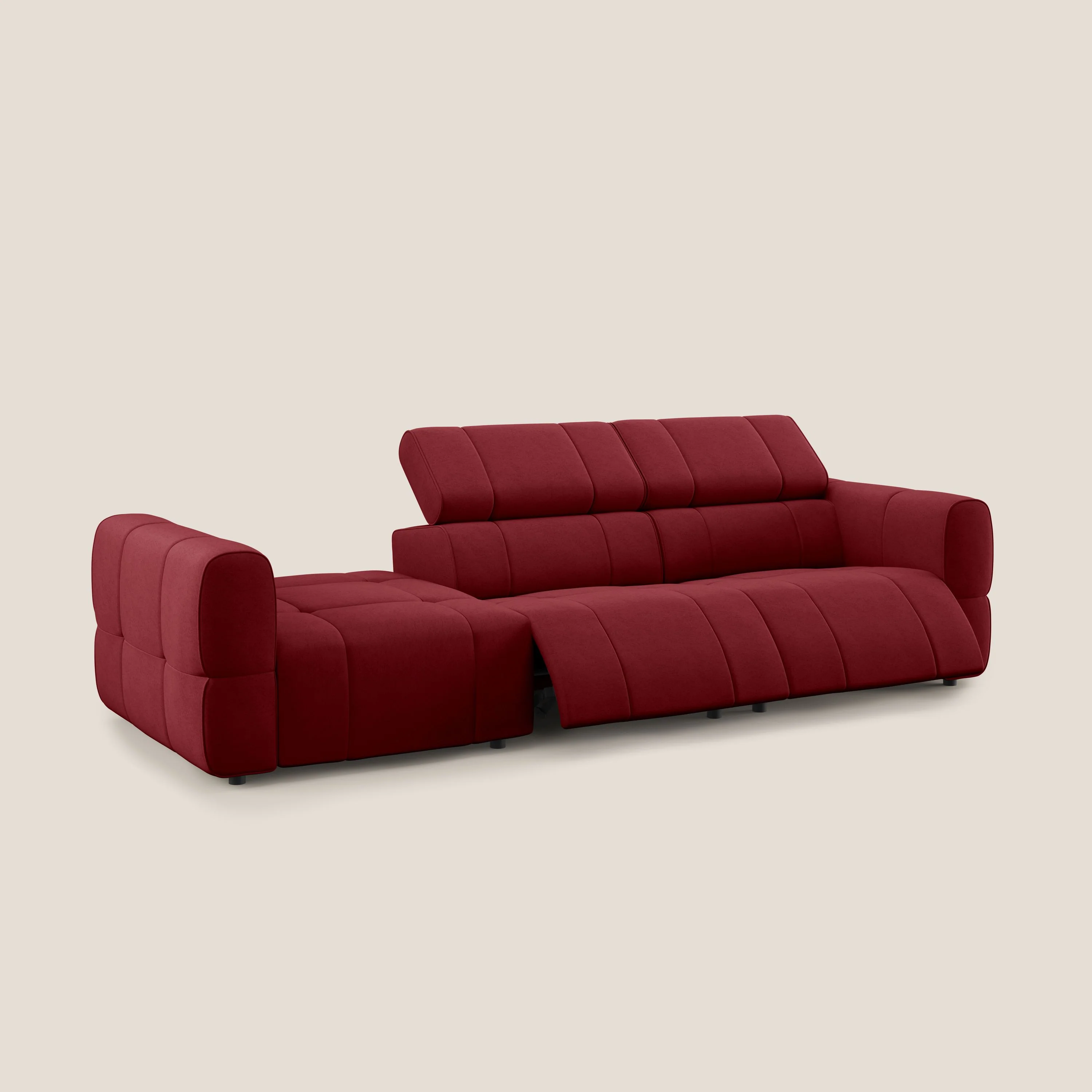 Giotto Canapé terminal avec option relax électrique en microfibre imperméable effet velours  T09 rouge - Image 3