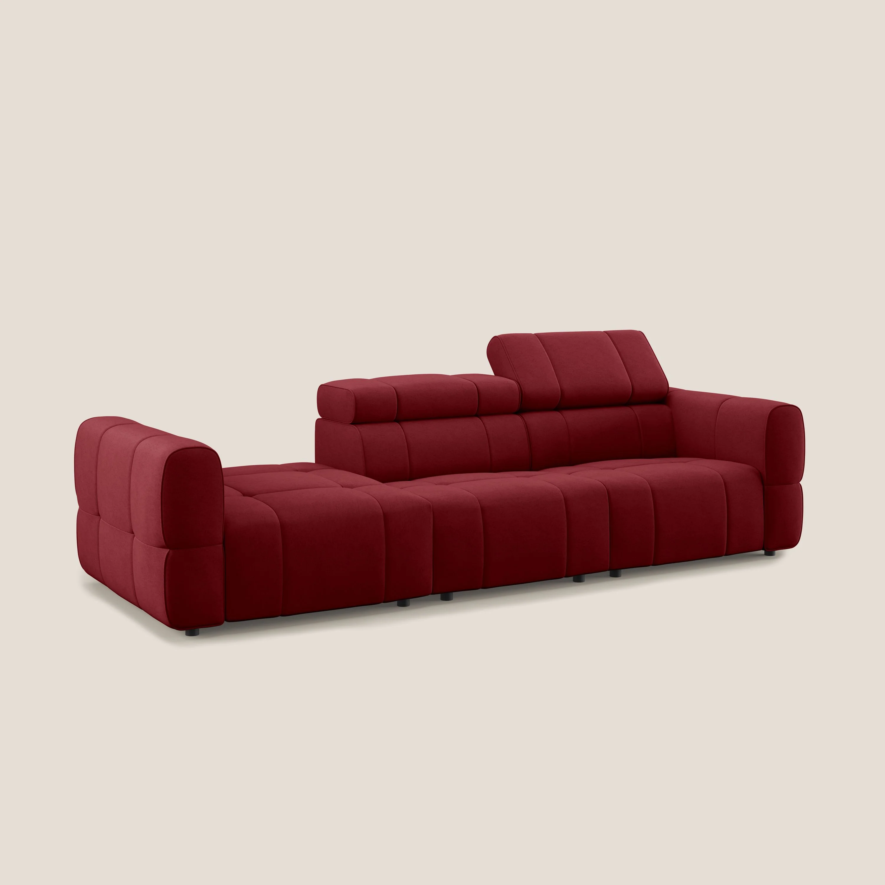 Giotto Canapé terminal avec option relax électrique en microfibre imperméable effet velours  T09 rouge - Image 4