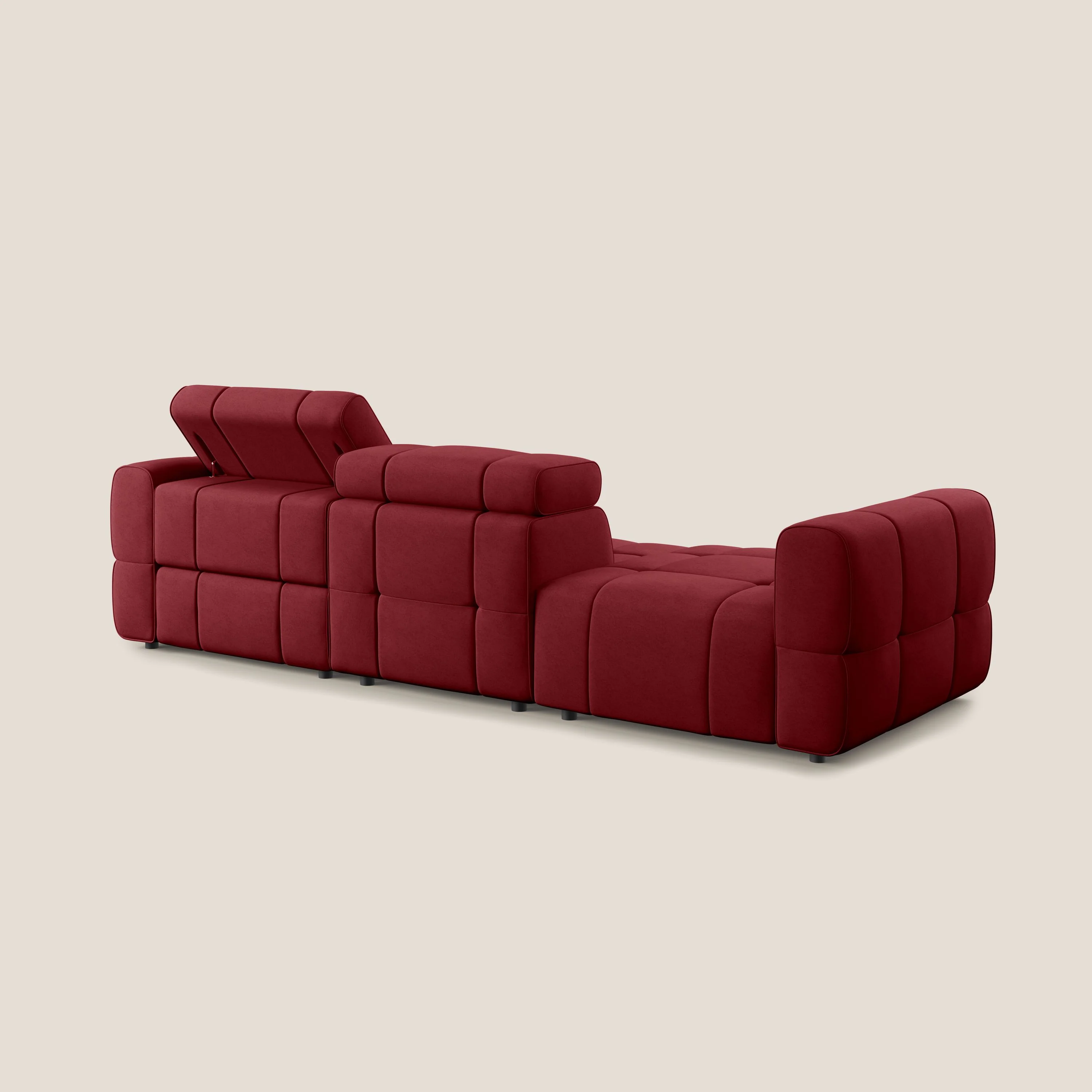 Giotto Canapé terminal avec option relax électrique en microfibre imperméable effet velours  T09 rouge - Image 6
