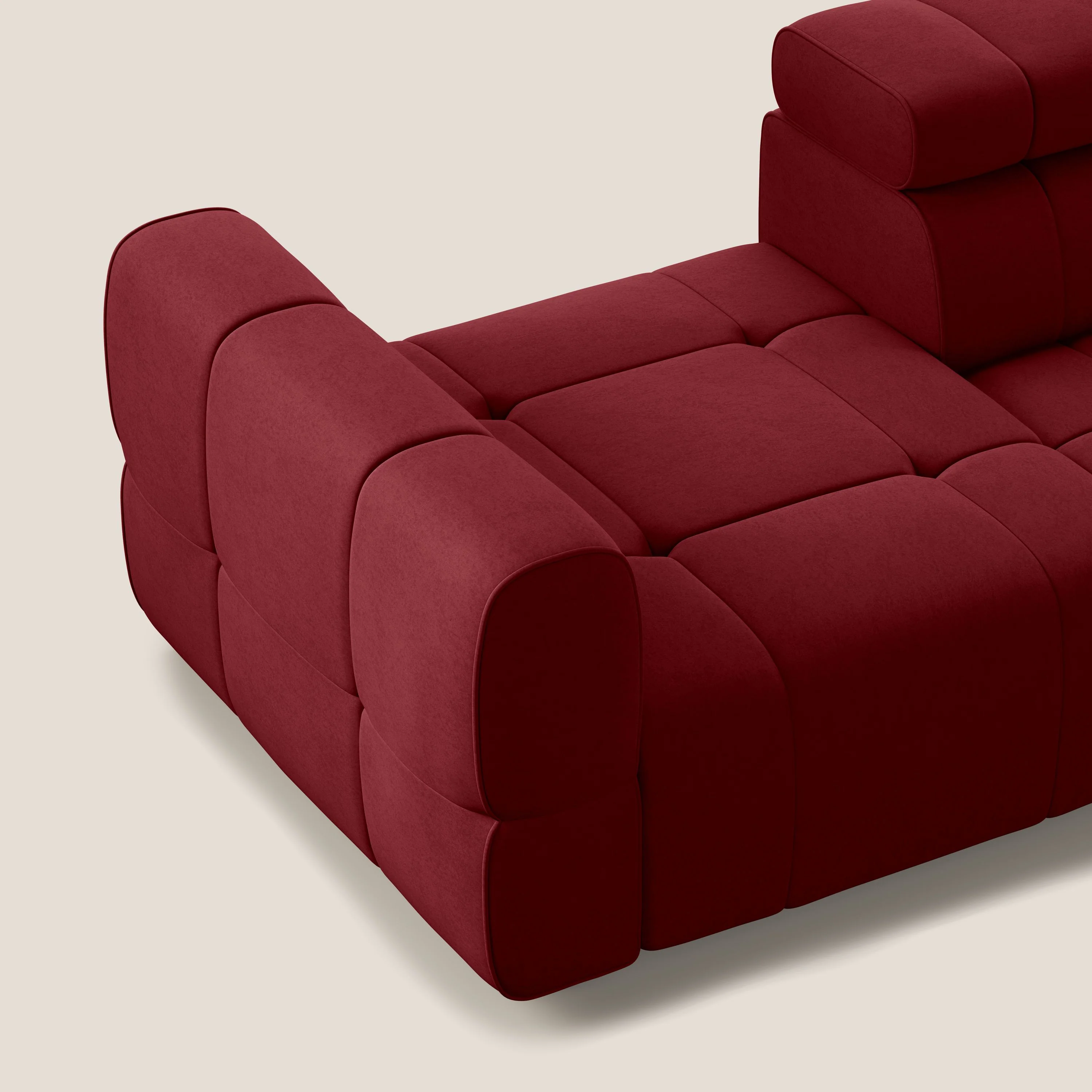 Giotto Canapé terminal avec option relax électrique en microfibre imperméable effet velours  T09 rouge - Image 7