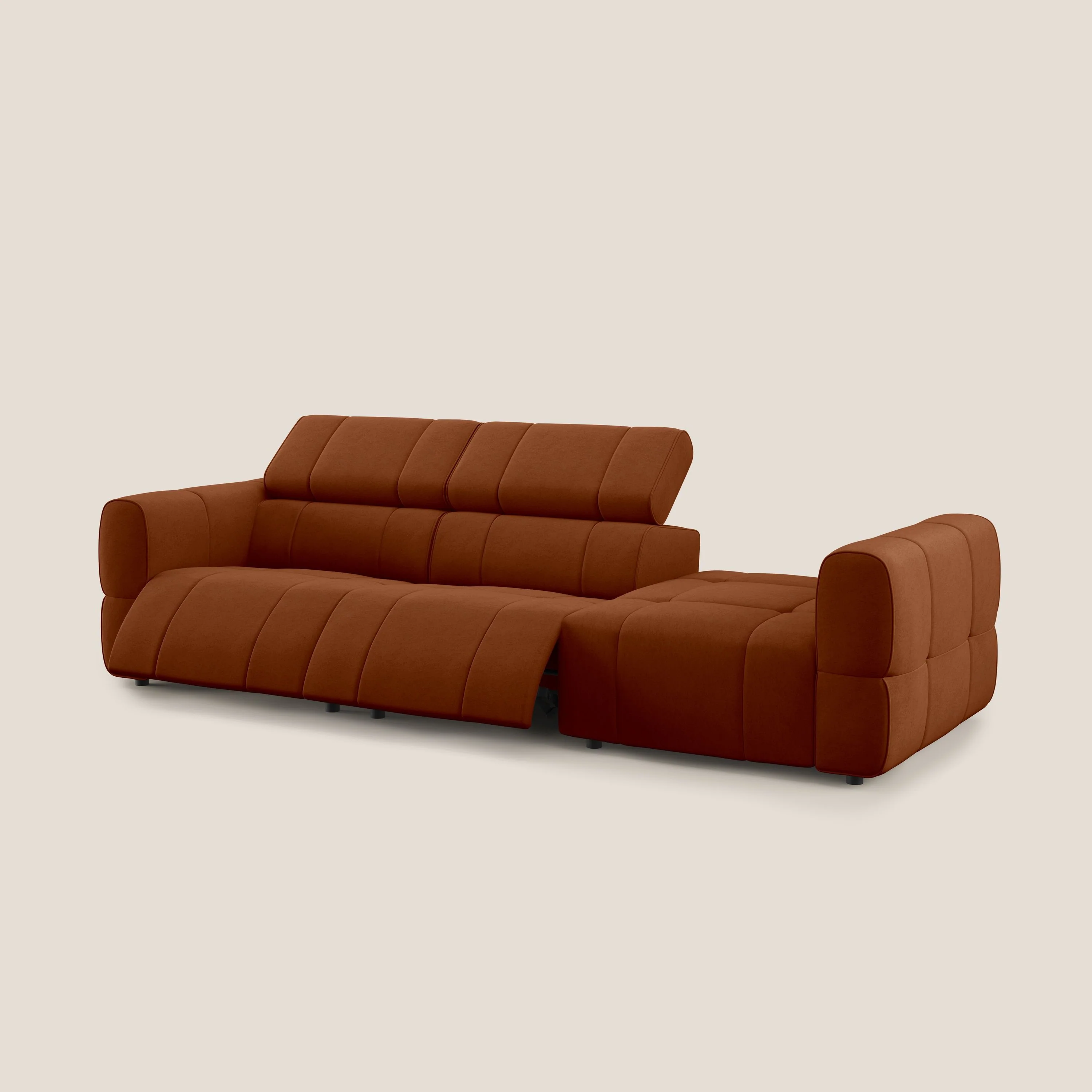 Giotto Canapé terminal avec option relax électrique en microfibre imperméable effet velours  T09 rouille - Image 12