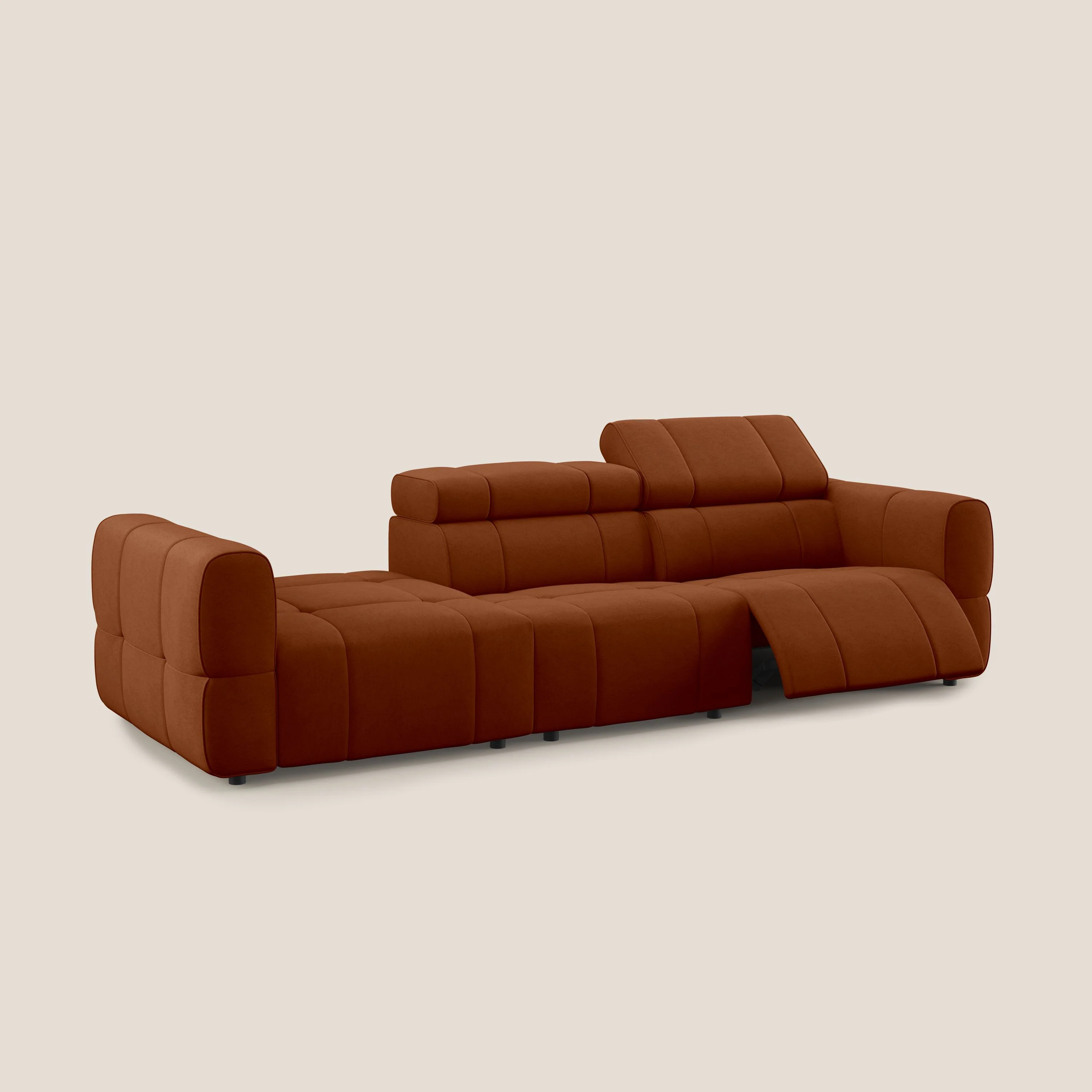 Giotto Canapé terminal avec option relax électrique en microfibre imperméable effet velours  T09 rouille - Image 2