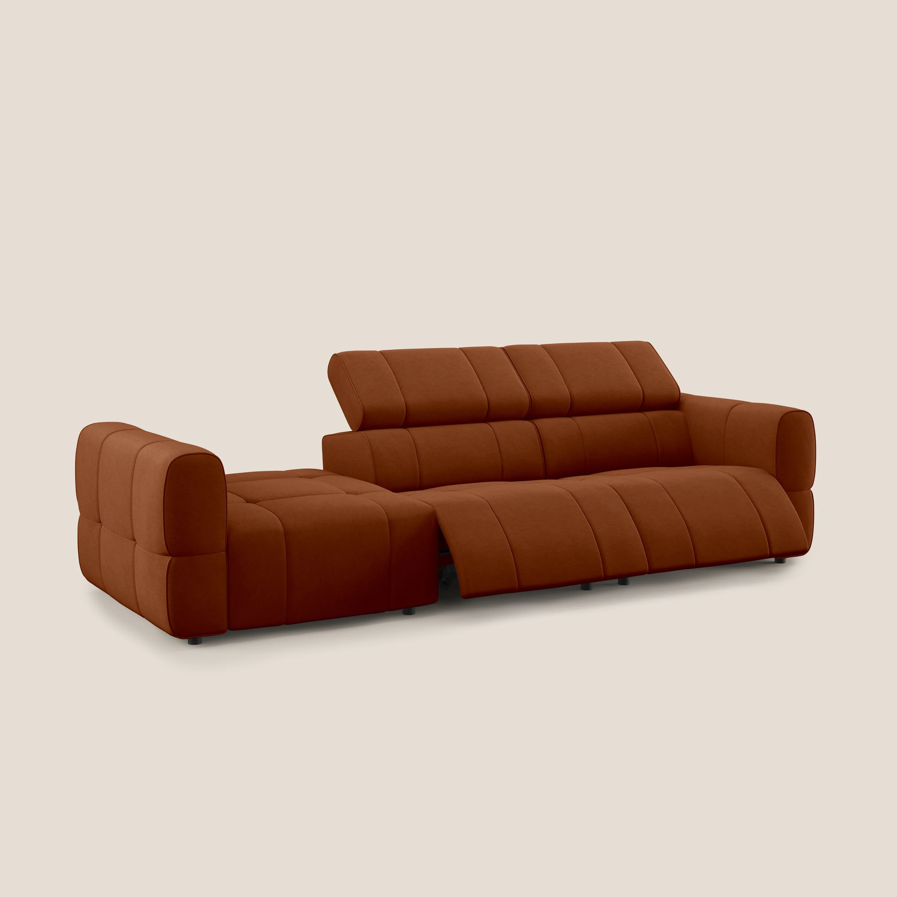 Giotto Canapé terminal avec option relax électrique en microfibre imperméable effet velours  T09 rouille - Image 3