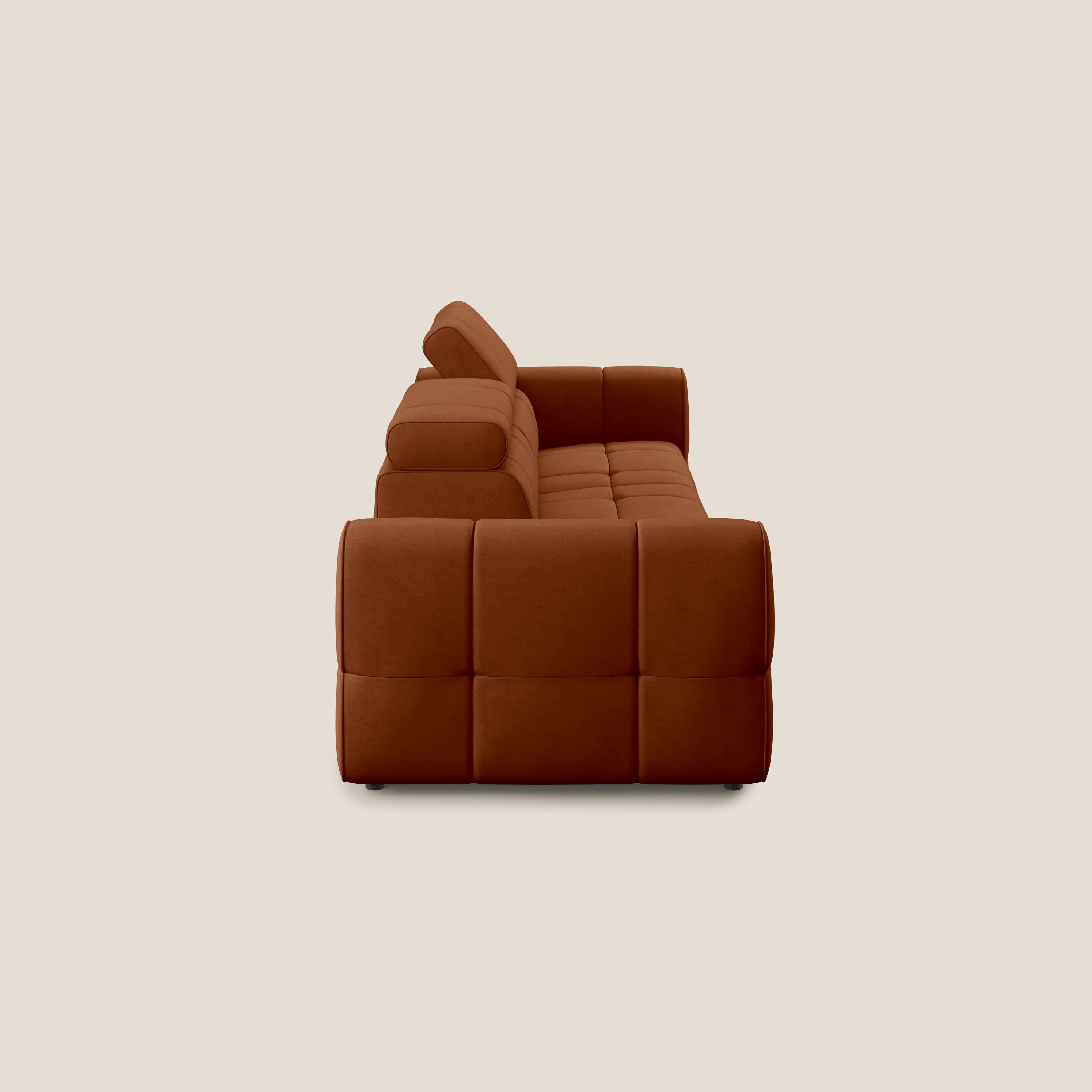 Giotto Canapé terminal avec option relax électrique en microfibre imperméable effet velours  T09 rouille - Image 5