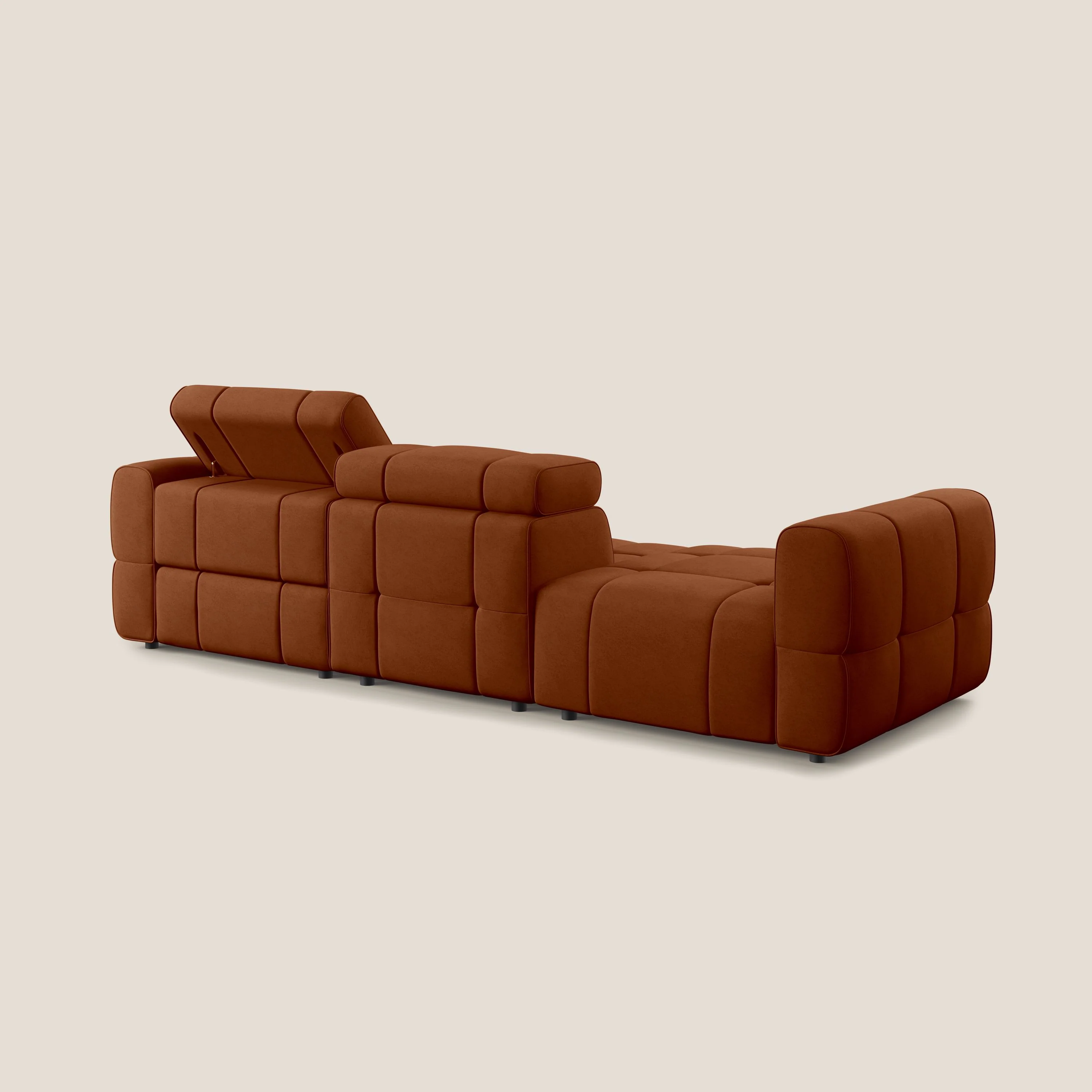 Giotto Canapé terminal avec option relax électrique en microfibre imperméable effet velours  T09 rouille - Image 6