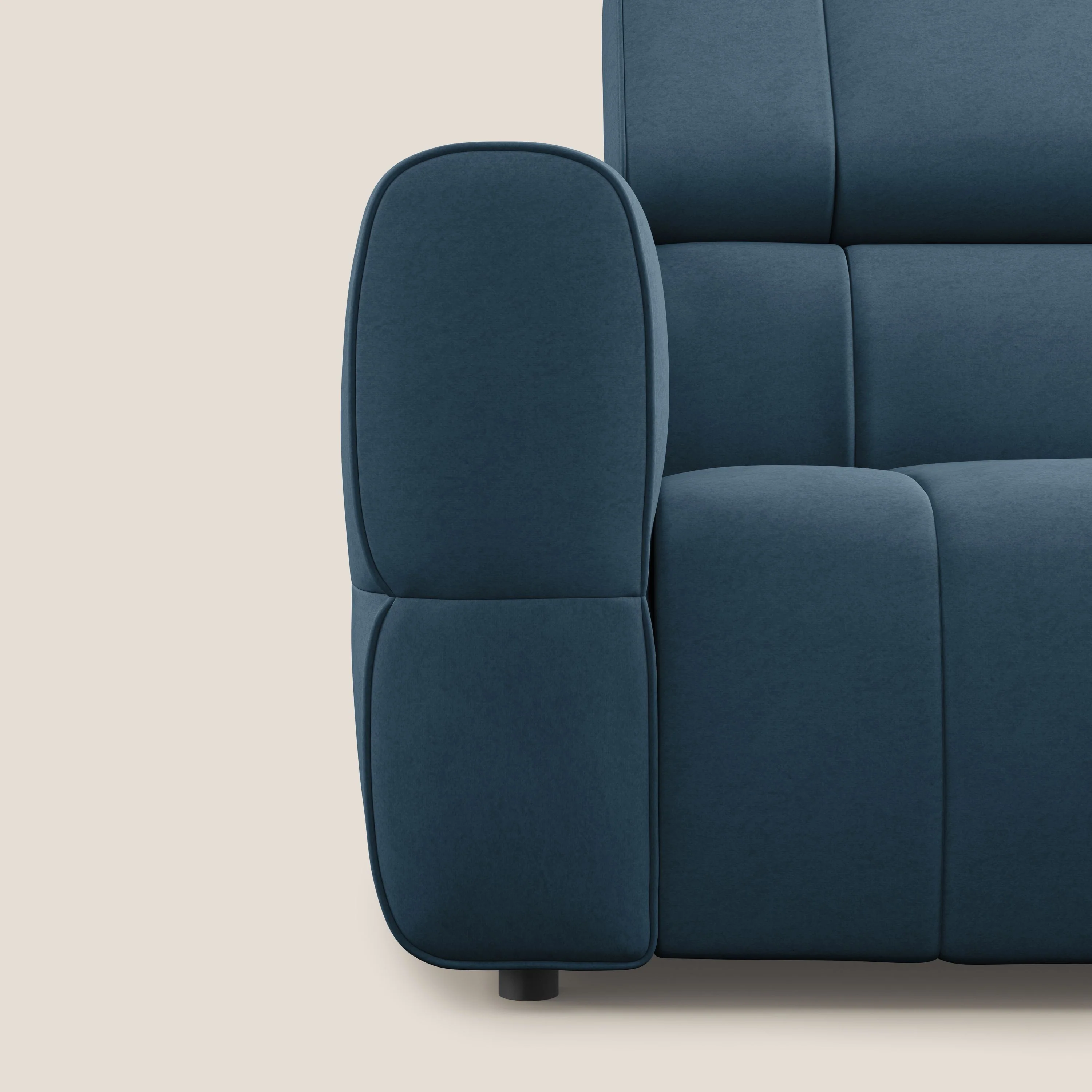 Giotto Canapé modulaire à  3 assises avec option relax électrique en microfibre imperméable effet velours T09 bleu - Image 6