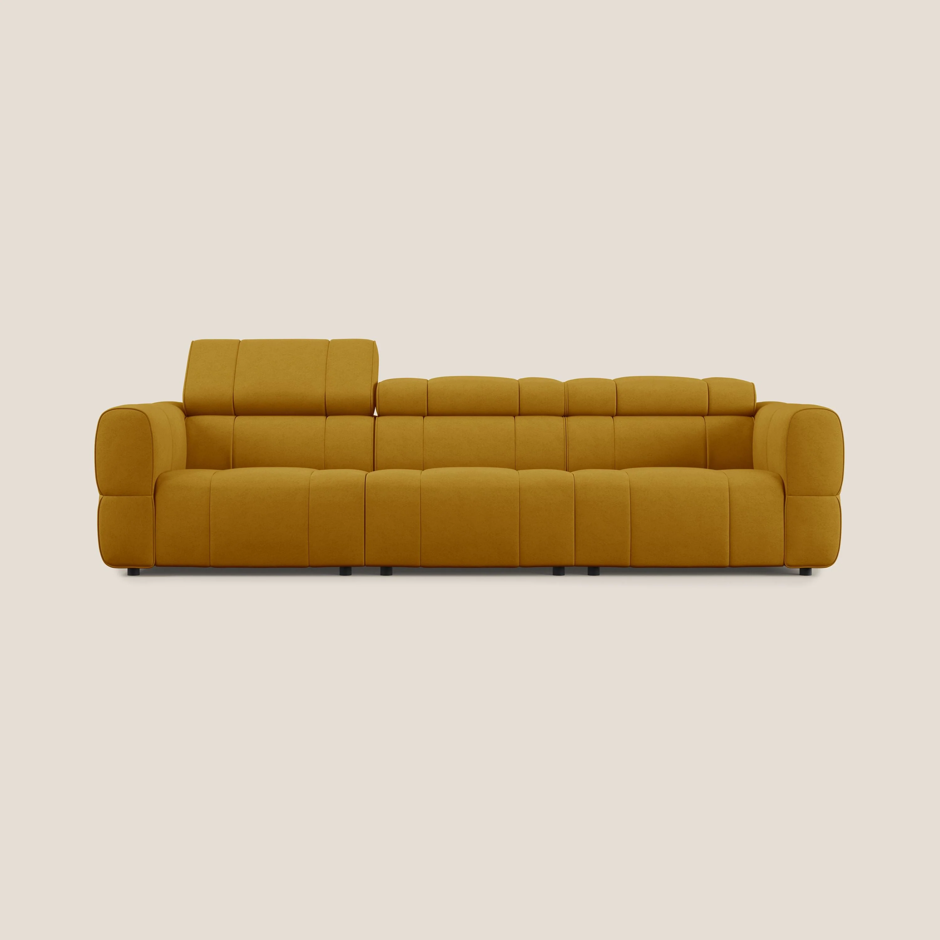 Giotto Canapé modulaire à 3 assises avec option relax électrique en microfibre imperméable effet velours T09 jaune