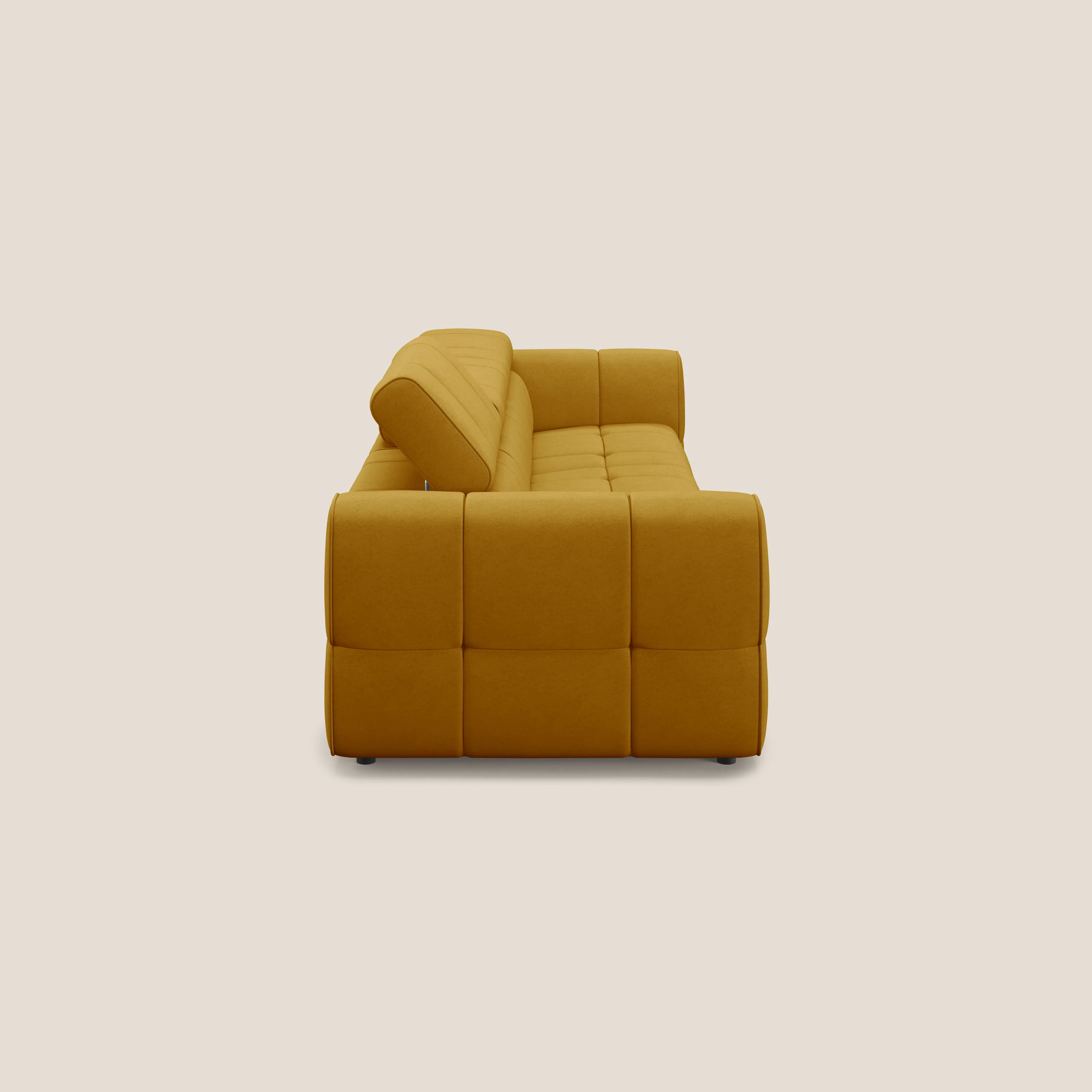Giotto Canapé modulaire à 3 assises avec option relax électrique en microfibre imperméable effet velours T09 jaune - Image 5