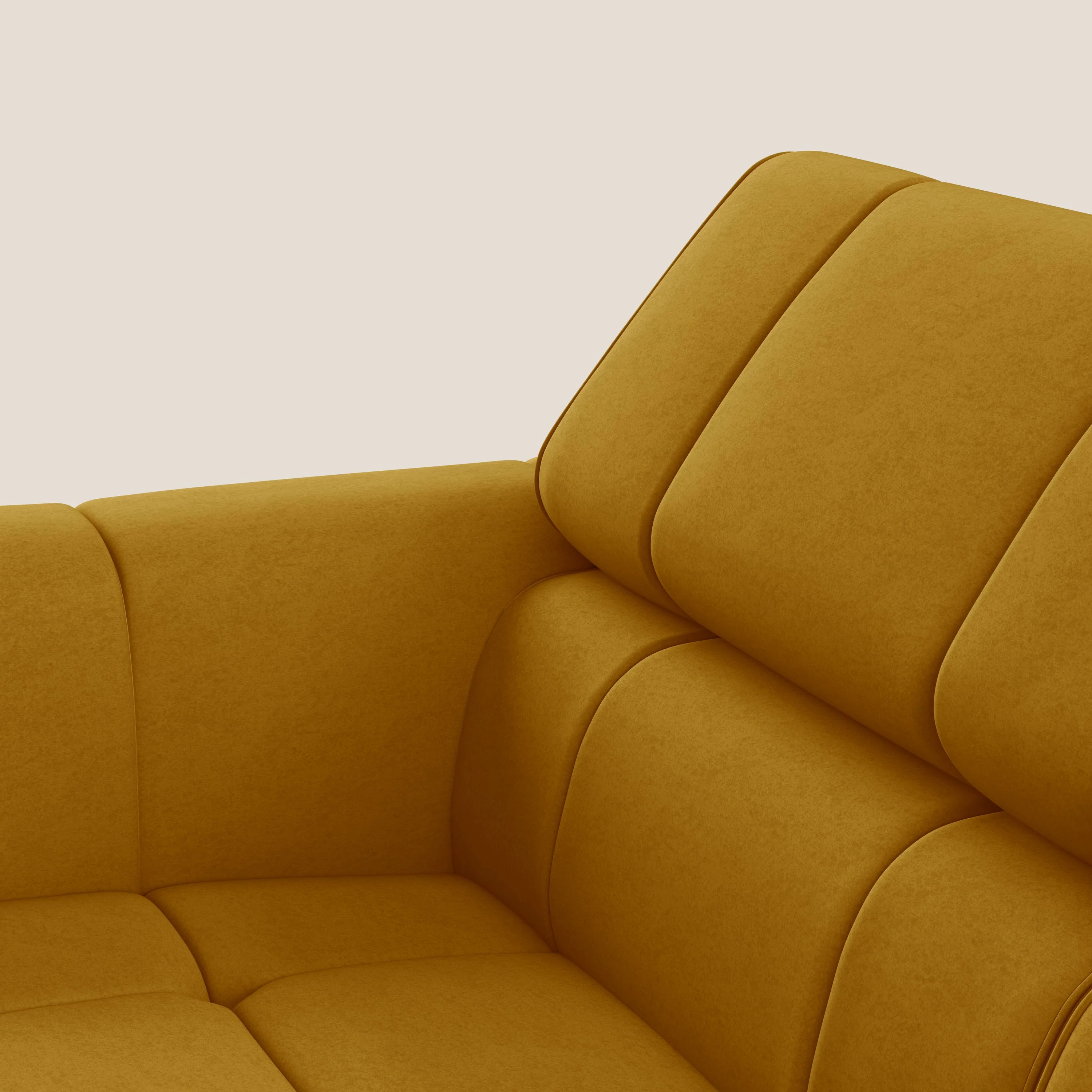 Giotto Canapé modulaire à 3 assises avec option relax électrique en microfibre imperméable effet velours T09 jaune - Image 7