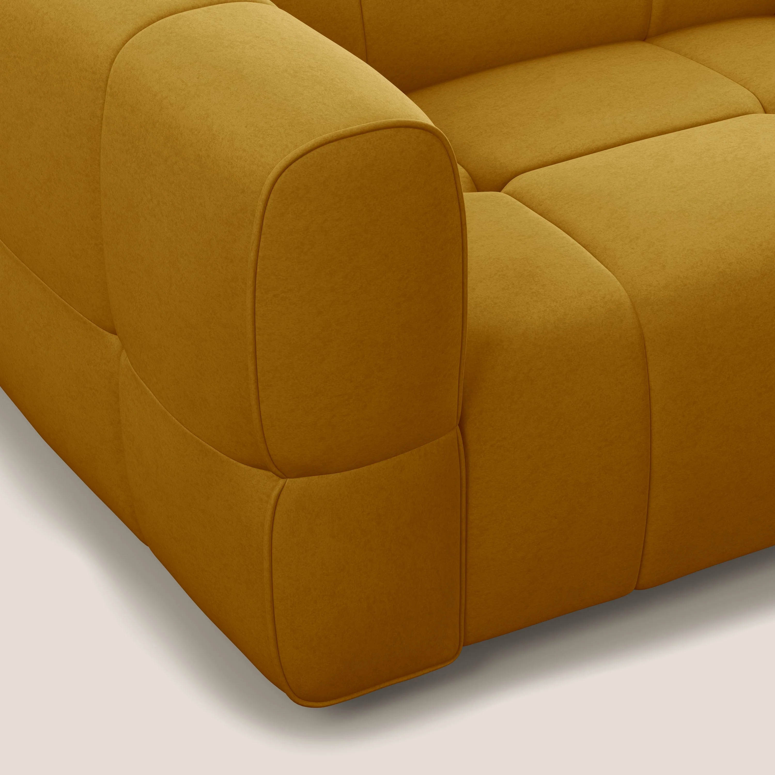 Giotto Canapé modulaire à 3 assises avec option relax électrique en microfibre imperméable effet velours T09 jaune - Image 8