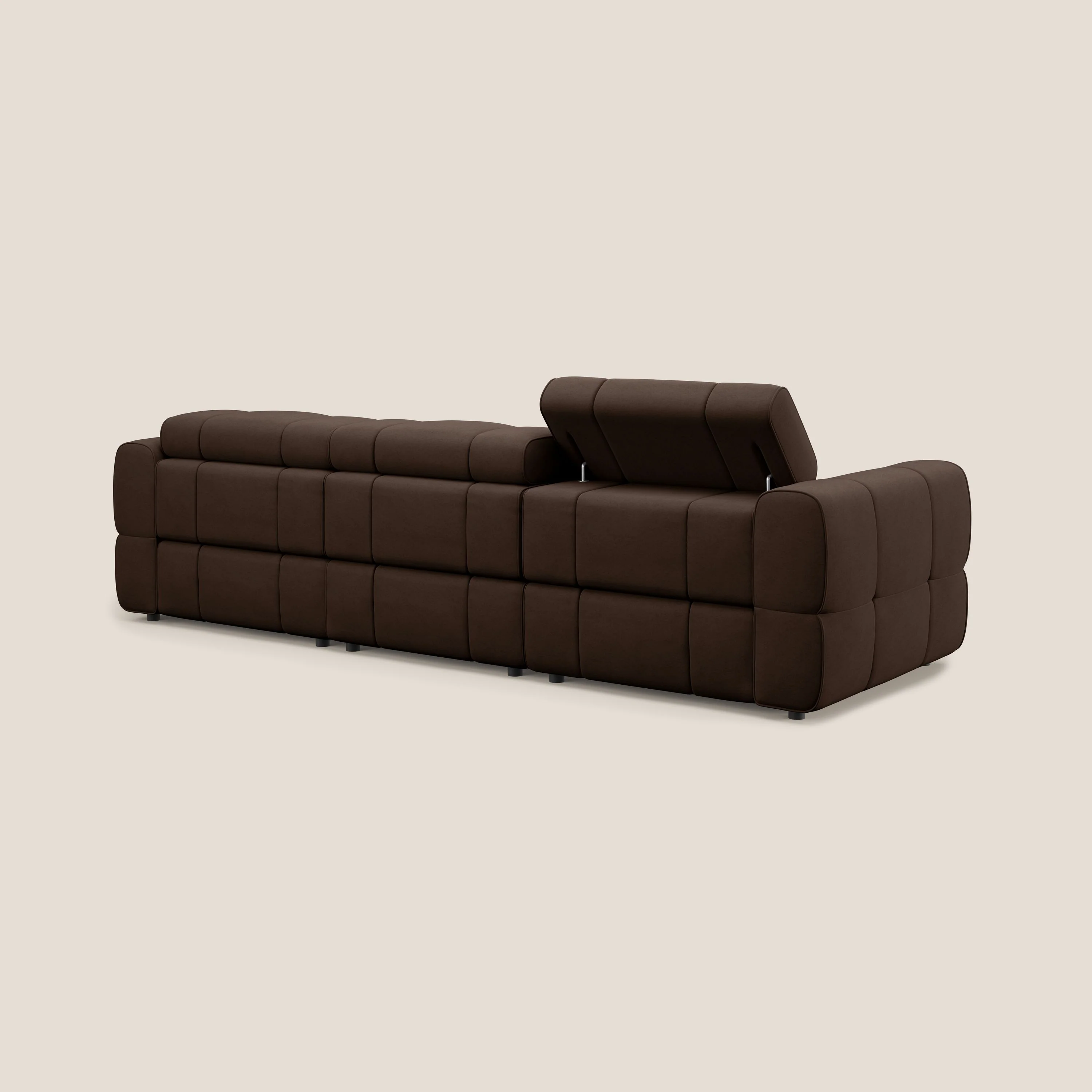 Giotto Canapé modulaire à  3 assises avec option relax électrique en microfibre imperméable effet velours T09 marron - Image 4