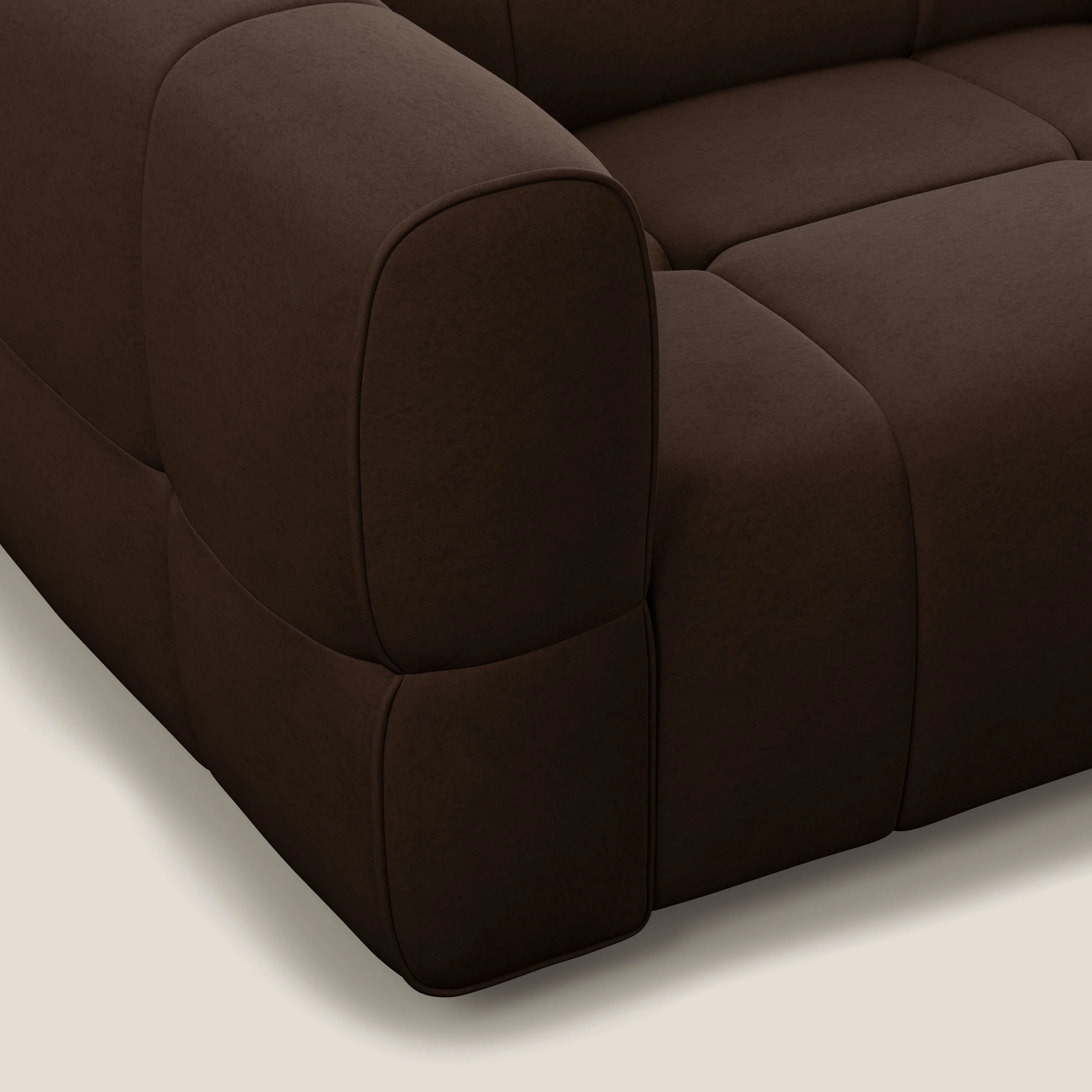 Giotto Canapé modulaire à  3 assises avec option relax électrique en microfibre imperméable effet velours T09 marron - Image 8