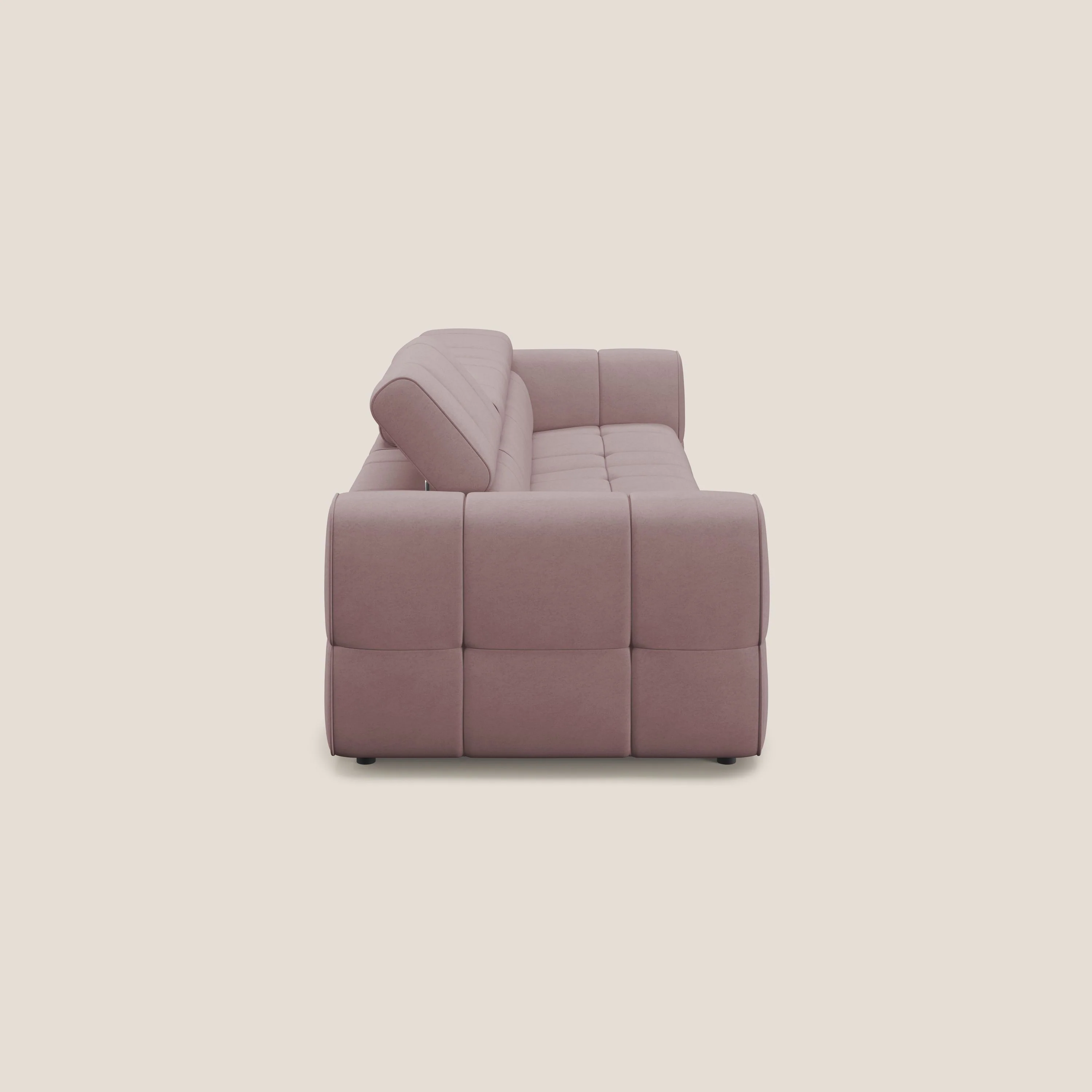 Giotto Canapé modulaire à 3 assises avec option relax électrique en microfibre imperméable effet velours T09 rose - Image 5