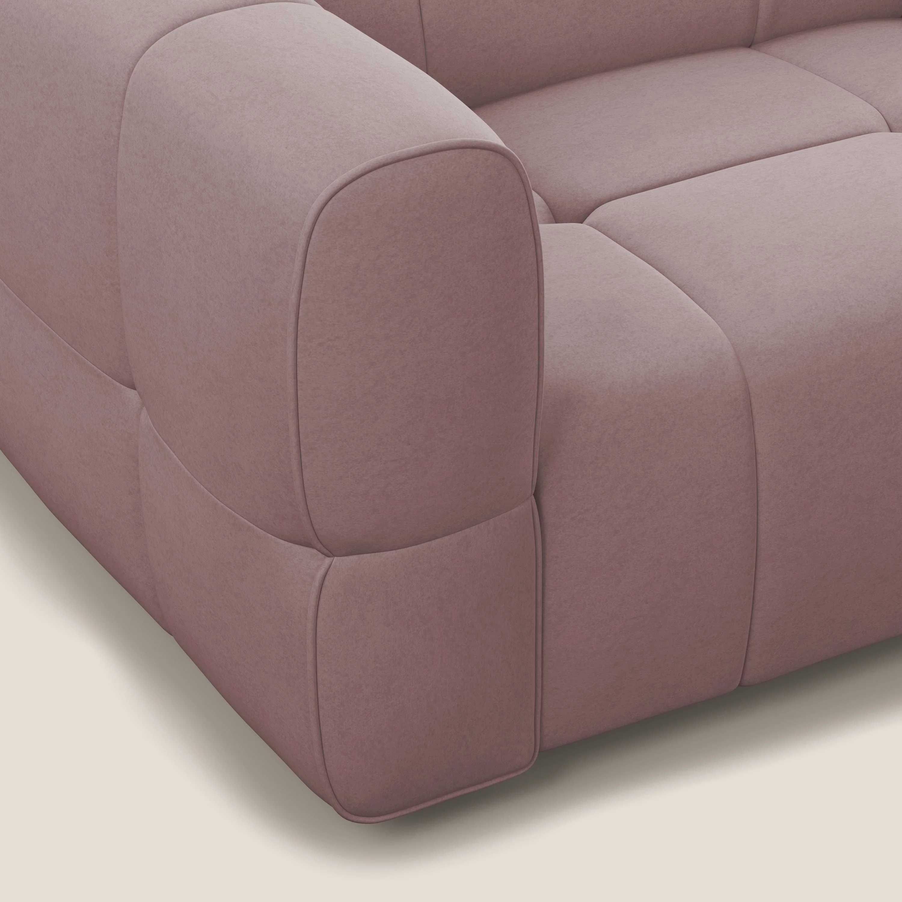 Giotto Canapé modulaire à 3 assises avec option relax électrique en microfibre imperméable effet velours T09 rose - Image 8