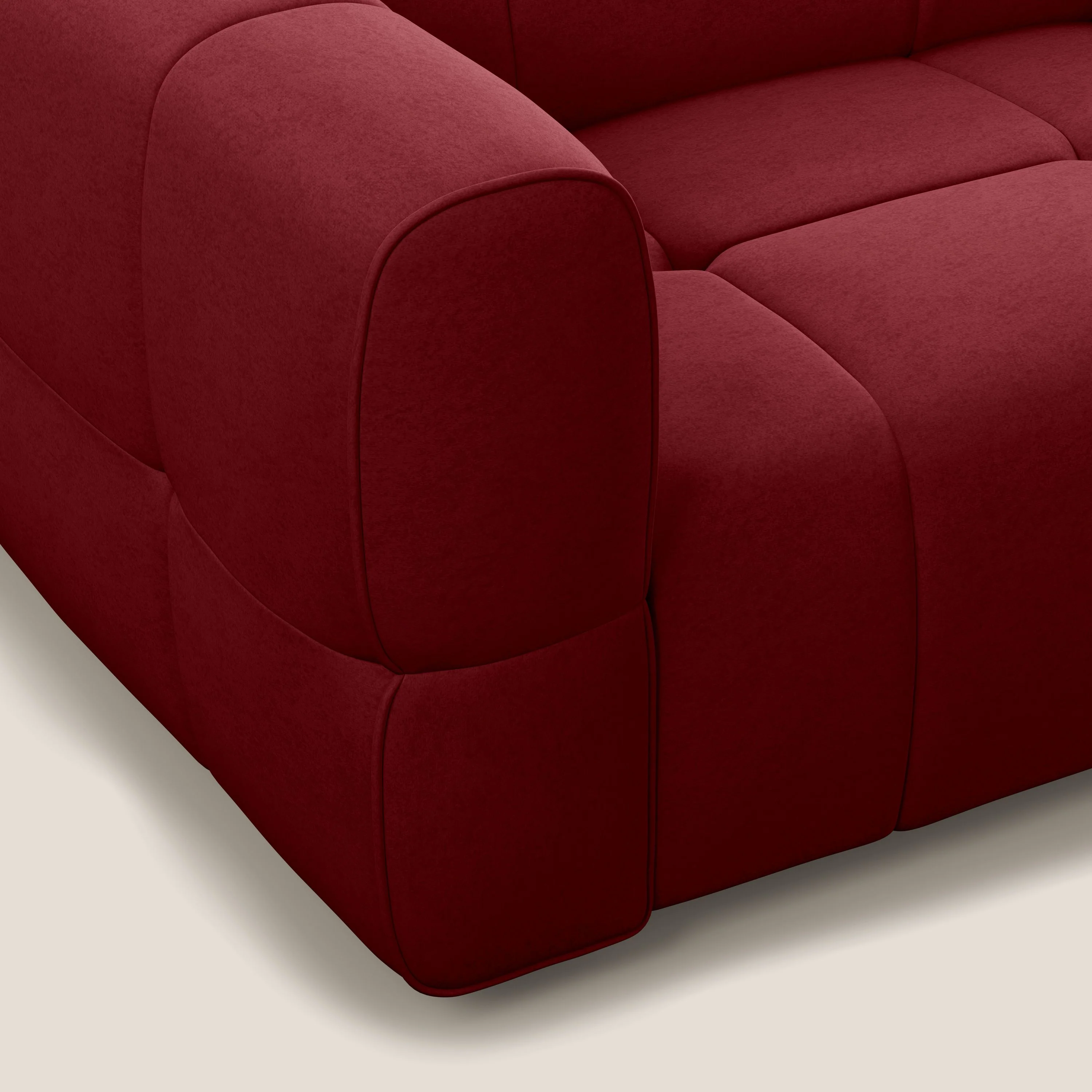 Giotto Canapé modulaire à  3 assises avec option relax électrique en microfibre imperméable effet velours T09 rouge - Image 10