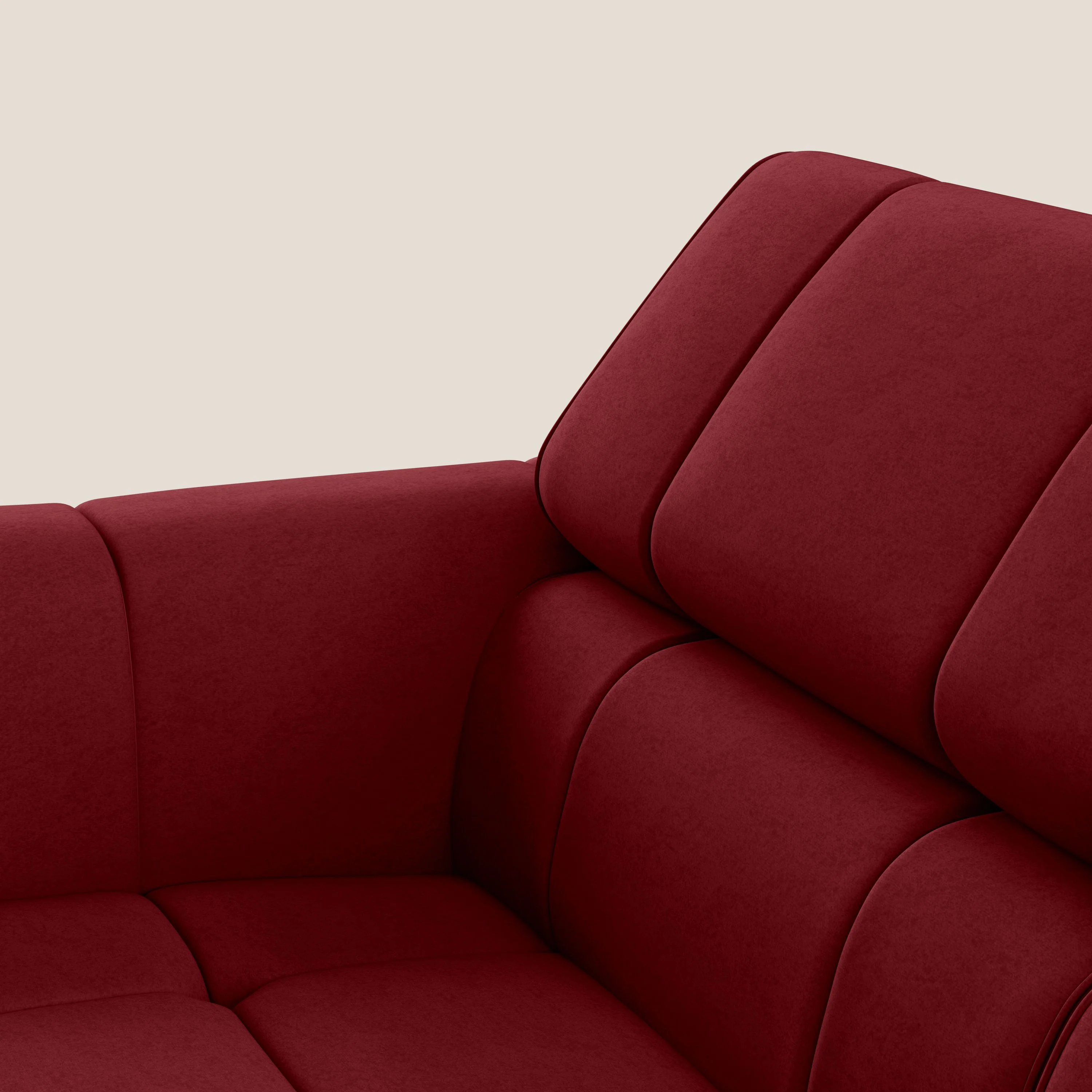 Giotto Canapé modulaire à  3 assises avec option relax électrique en microfibre imperméable effet velours T09 rouge - Image 9
