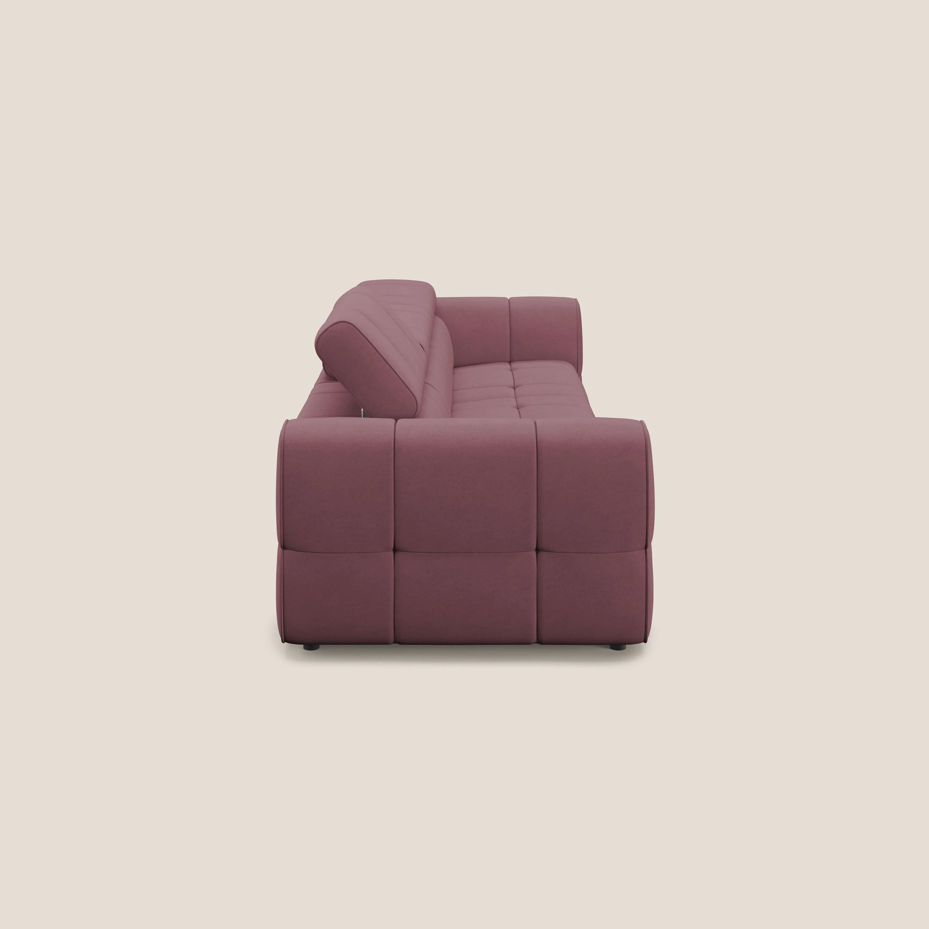 Giotto Canapé modulaire à  3 assises avec option relax électrique en microfibre imperméable effet velours T09 saumon - Image 5