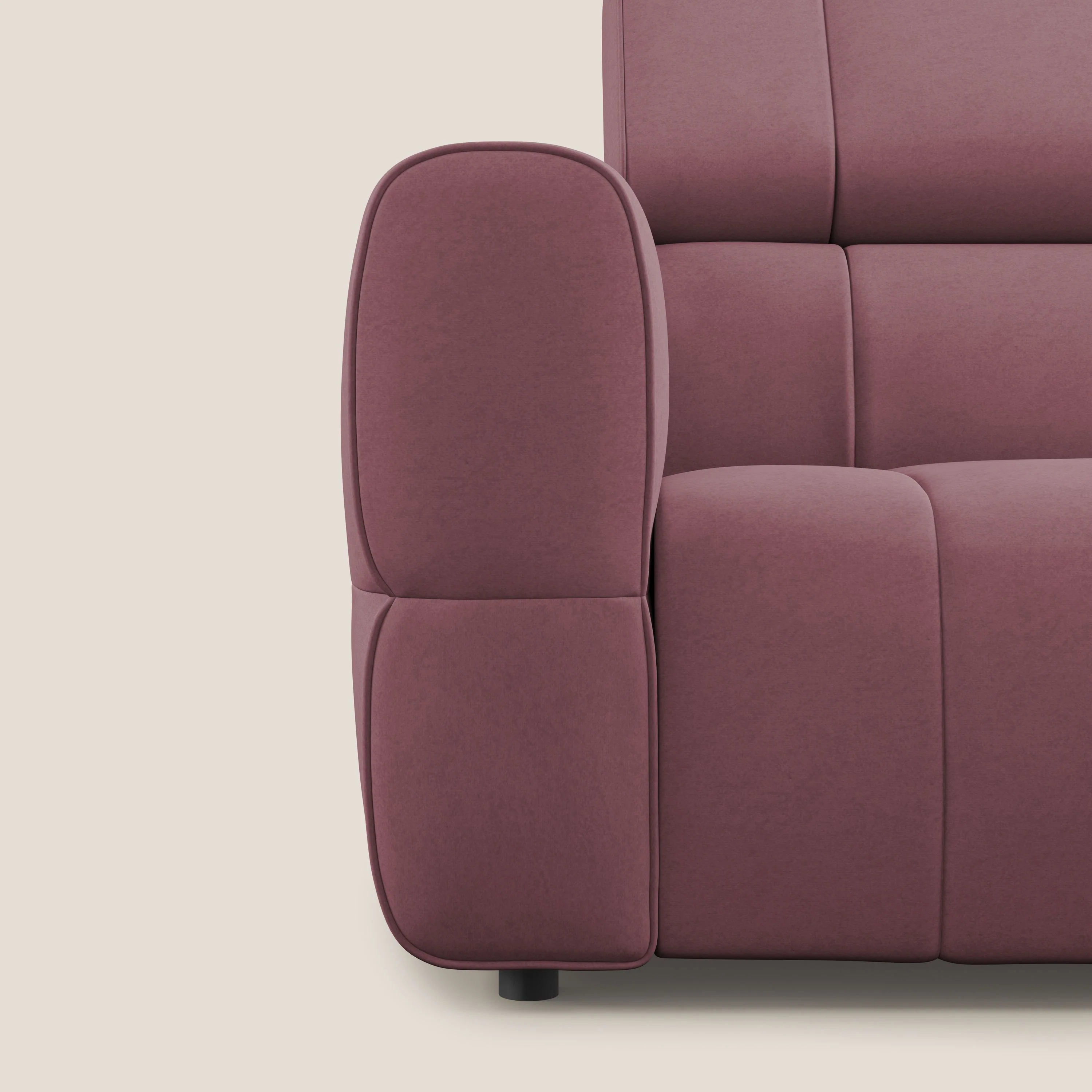 Giotto Canapé modulaire à  3 assises avec option relax électrique en microfibre imperméable effet velours T09 saumon - Image 6