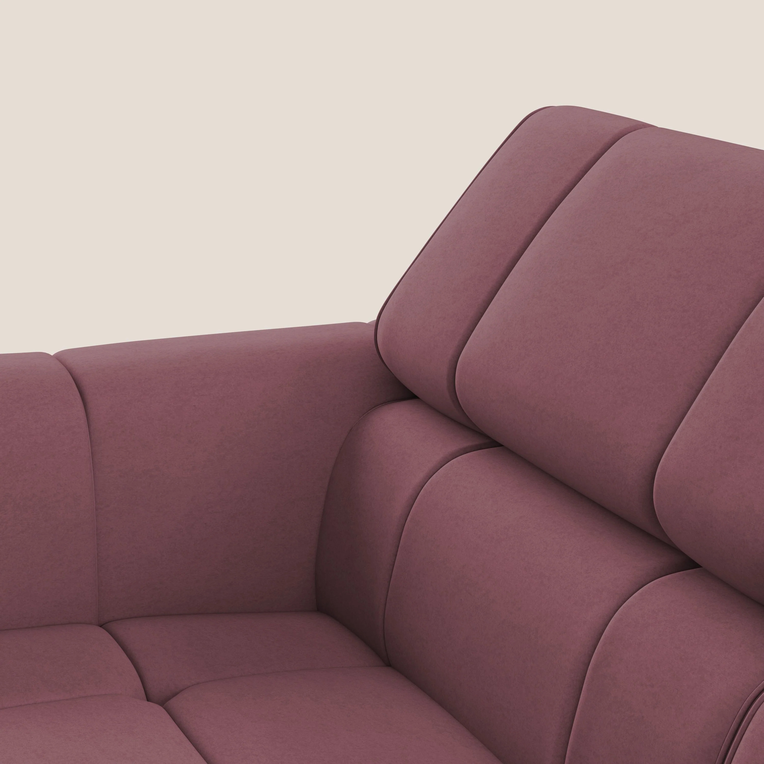 Giotto Canapé modulaire à  3 assises avec option relax électrique en microfibre imperméable effet velours T09 saumon - Image 7