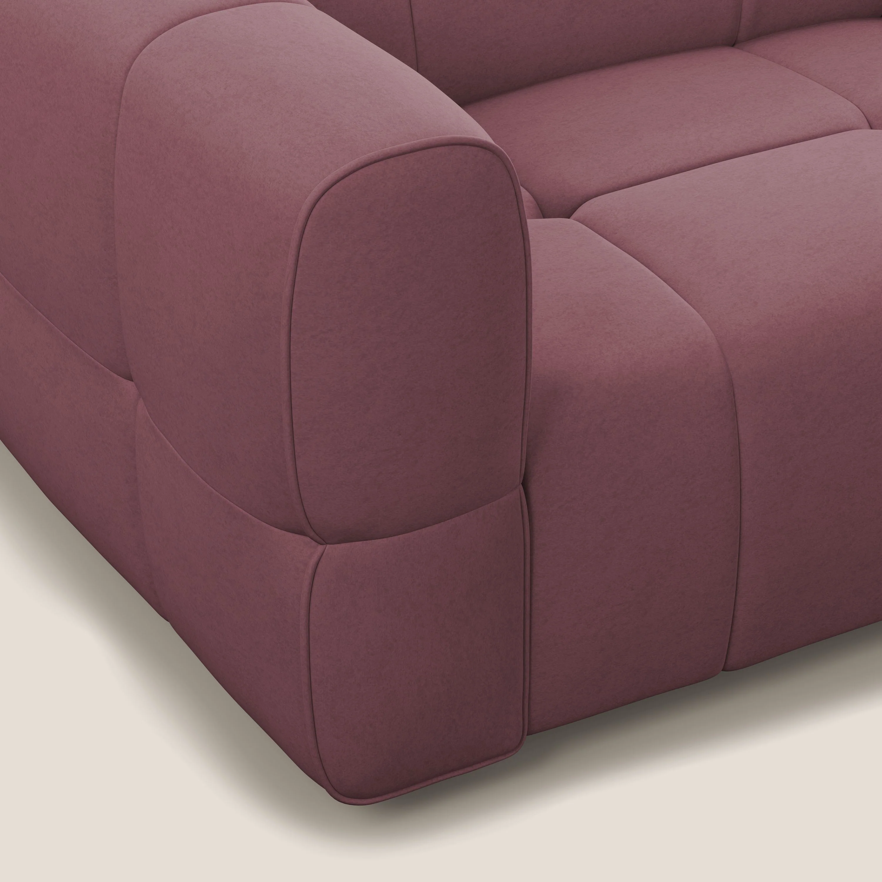 Giotto Canapé modulaire à  3 assises avec option relax électrique en microfibre imperméable effet velours T09 saumon - Image 8