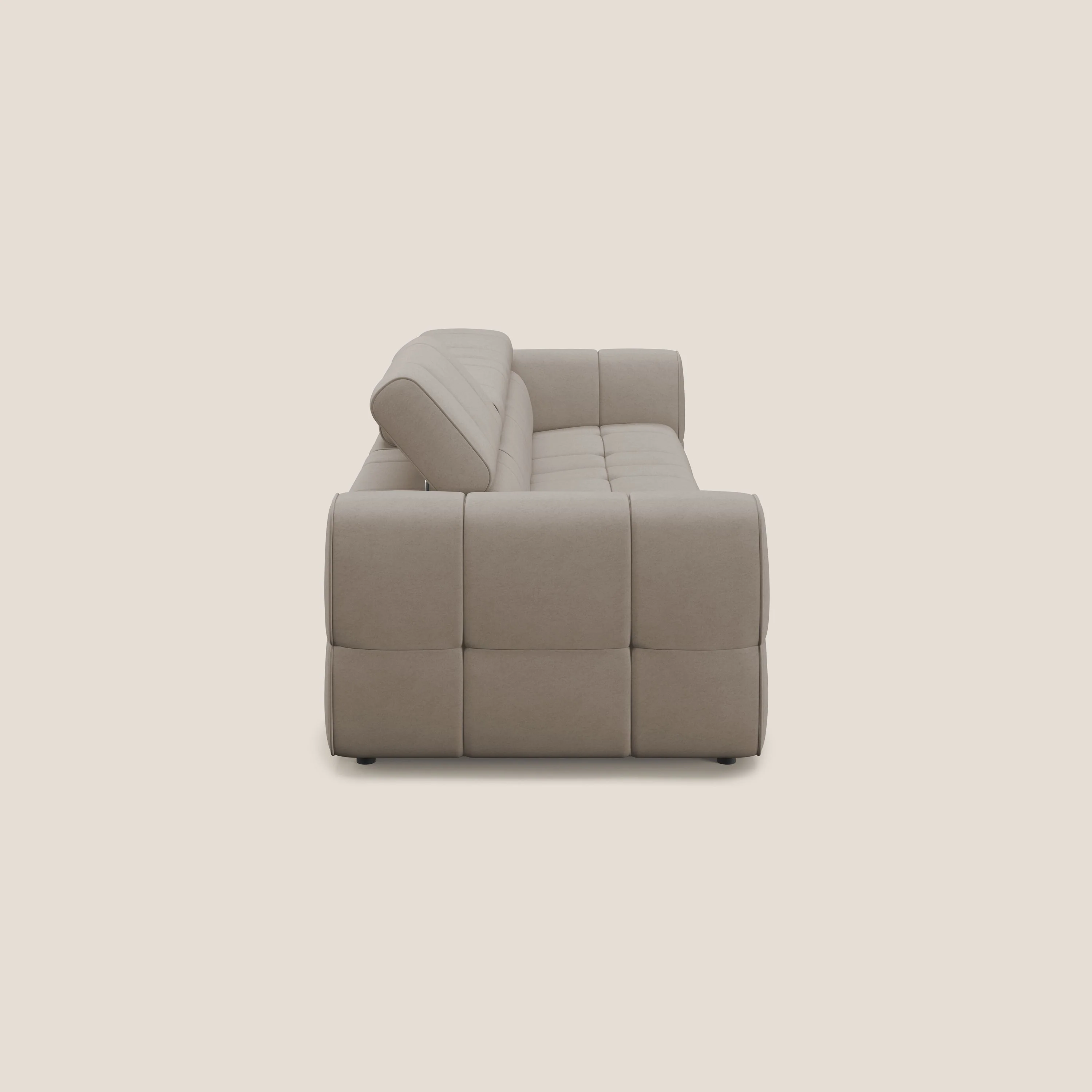 Giotto Canapé modulaire à 3 assises avec option relax électrique en microfibre imperméable effet velours T09 Taupe tortora - Image 5