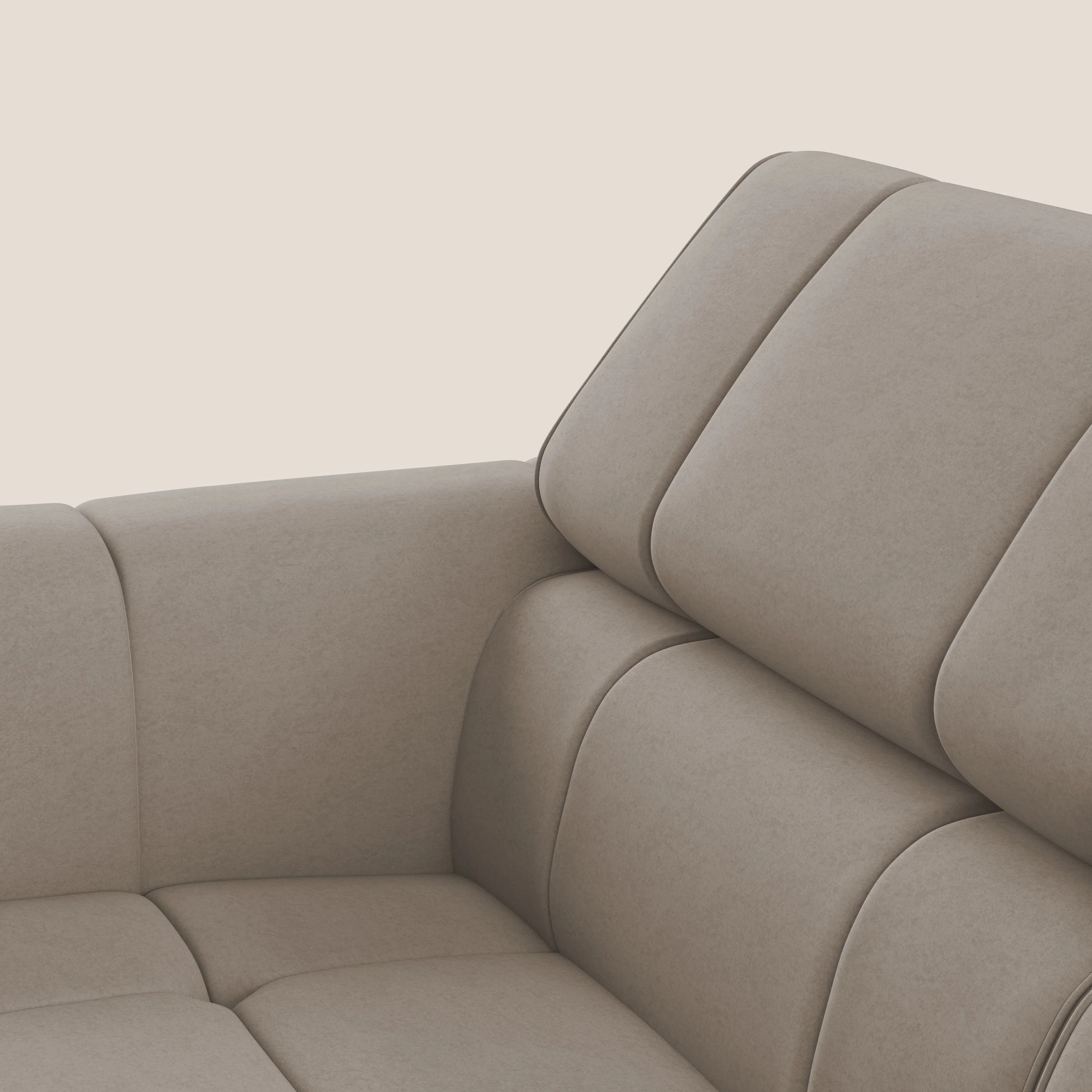 Giotto Canapé modulaire à 3 assises avec option relax électrique en microfibre imperméable effet velours T09 Taupe tortora - Image 7