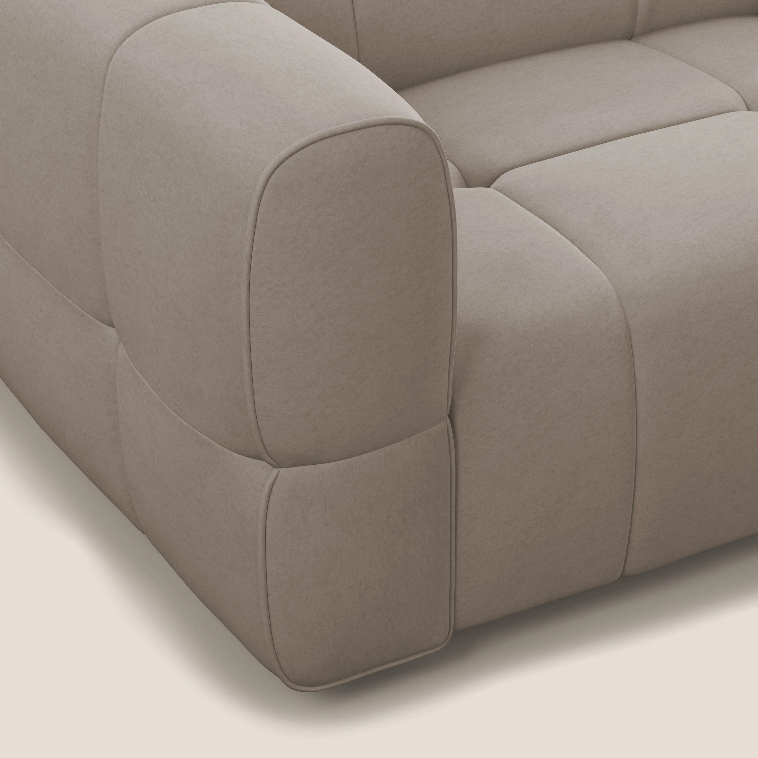 Giotto Canapé modulaire à 3 assises avec option relax électrique en microfibre imperméable effet velours T09 Taupe tortora - Image 8