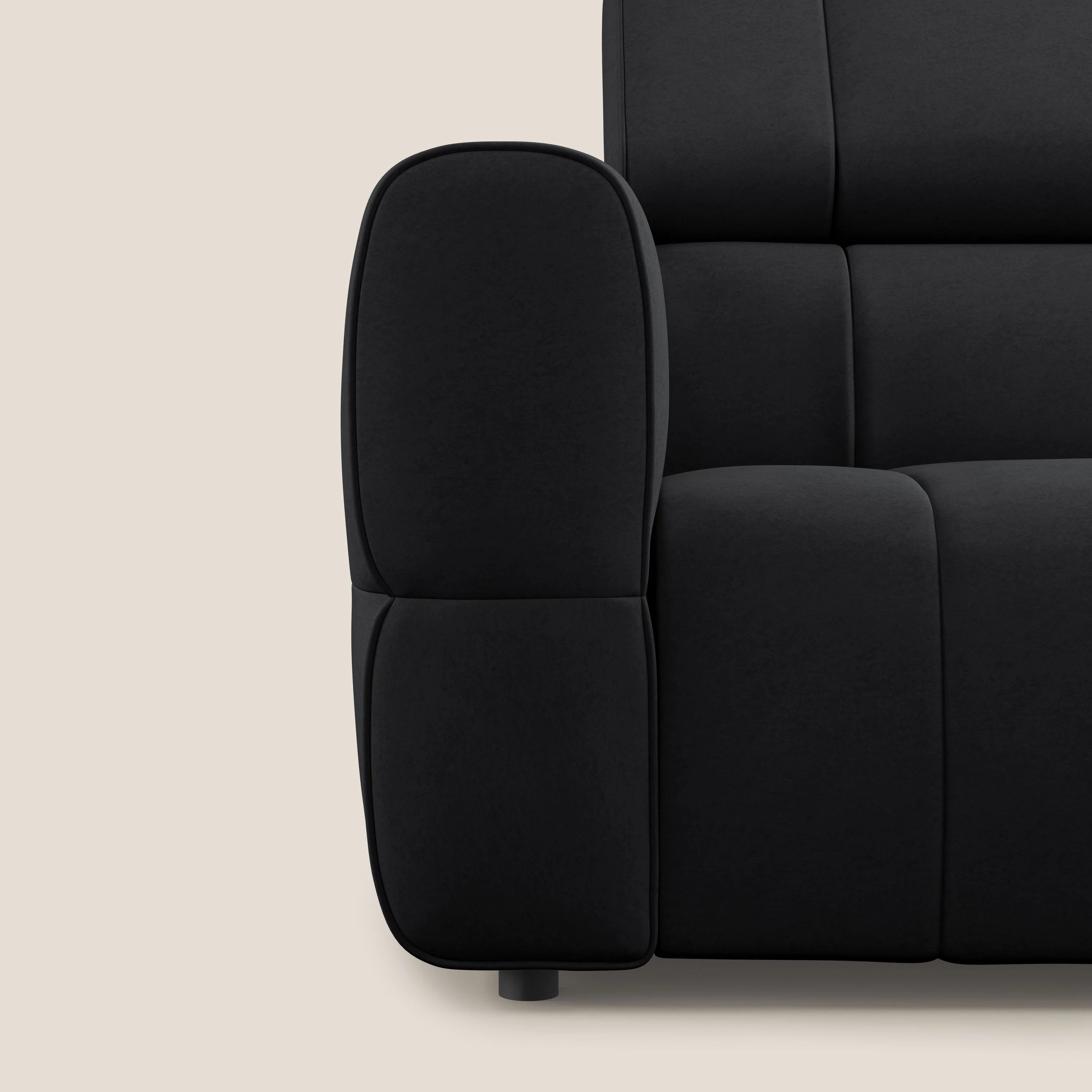 Giotto Canapé modulaire à  3 assises avec option relax électrique en microfibre imperméable effet velours T09 anthracite - Image 6