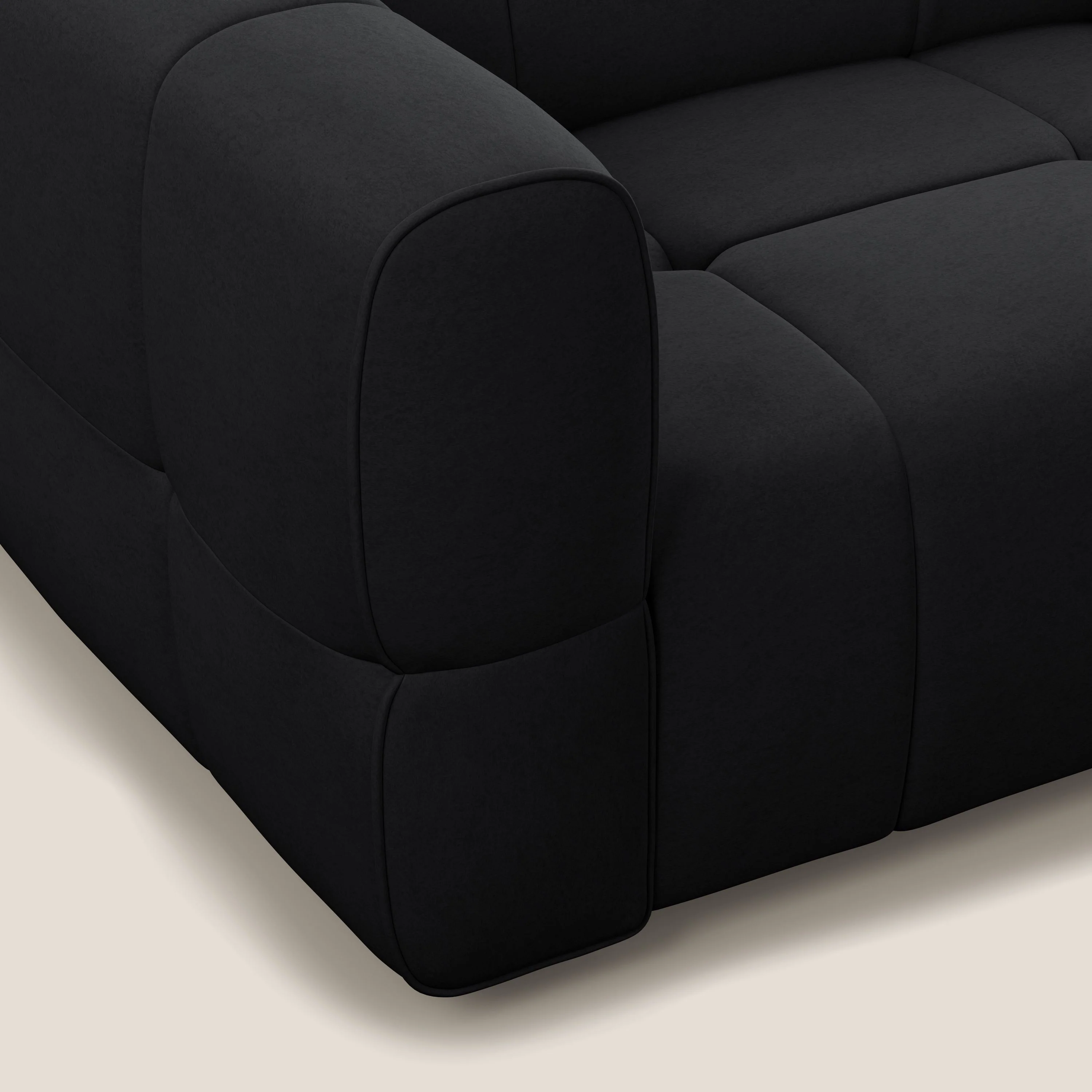 Giotto Canapé modulaire à  3 assises avec option relax électrique en microfibre imperméable effet velours T09 anthracite - Image 8
