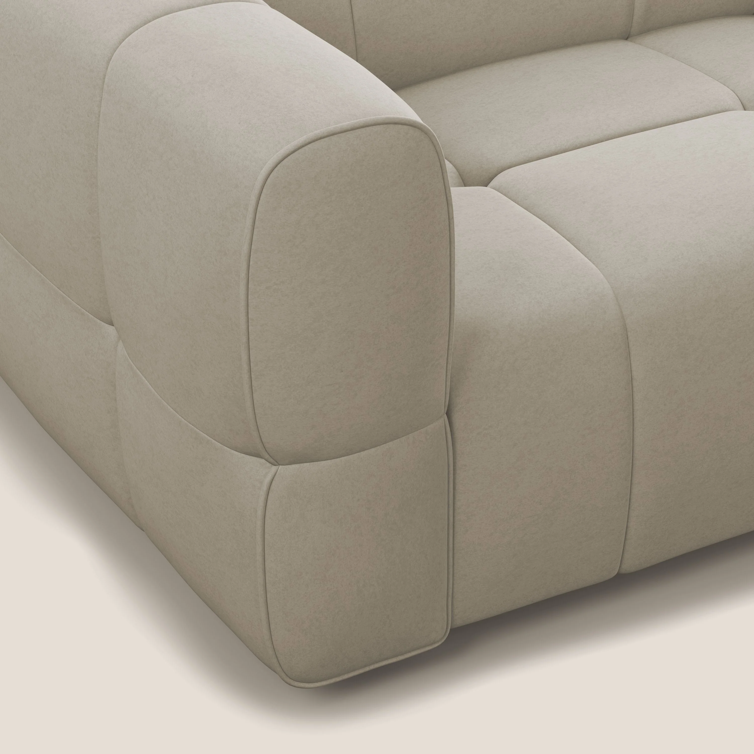 Giotto Canapé modulaire à  3 assises avec option relax électrique en microfibre imperméable effet velours T09 beige - Image 6