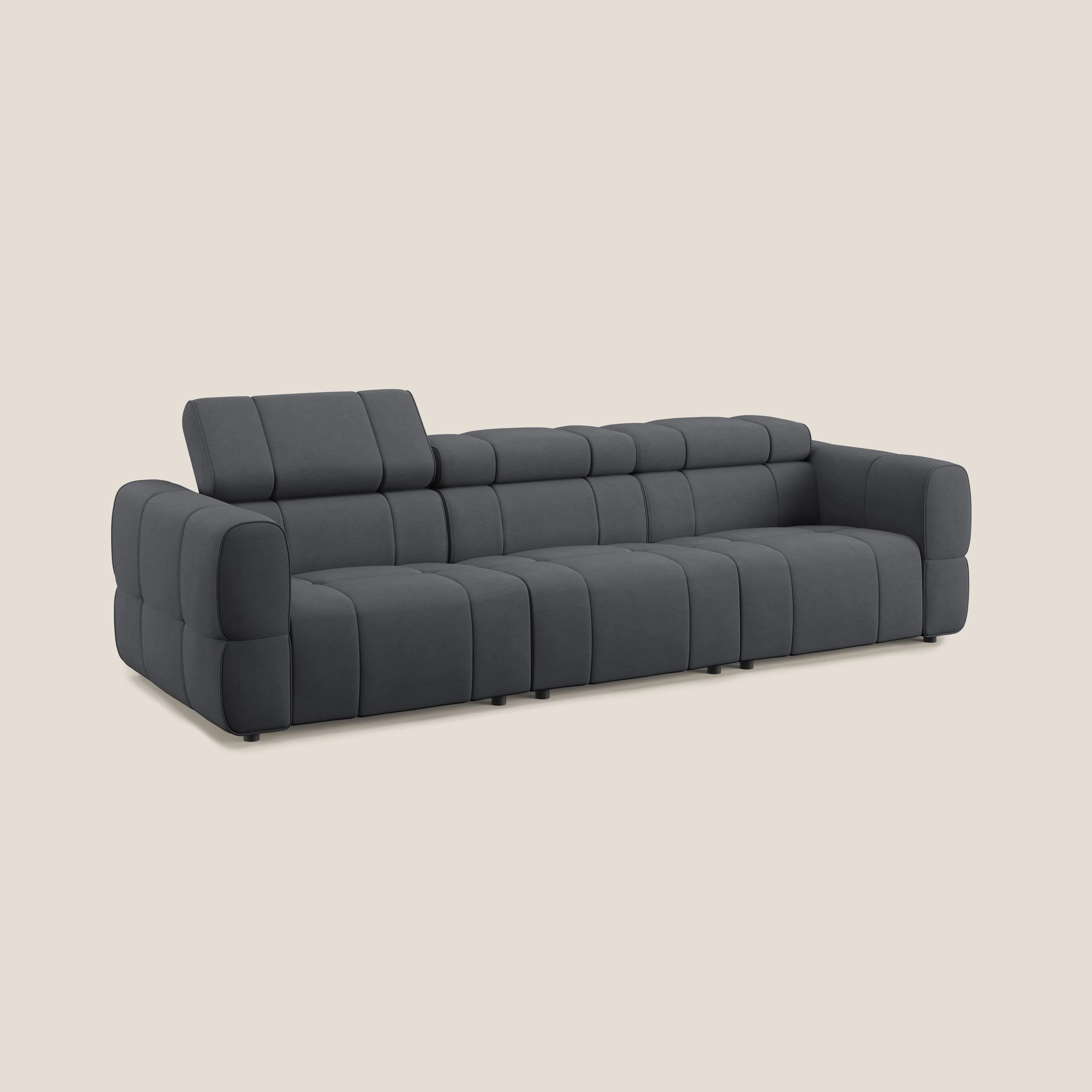 Giotto Canapé modulaire à  3 assises avec option relax électrique en microfibre imperméable effet velours T09 gris - Image 3