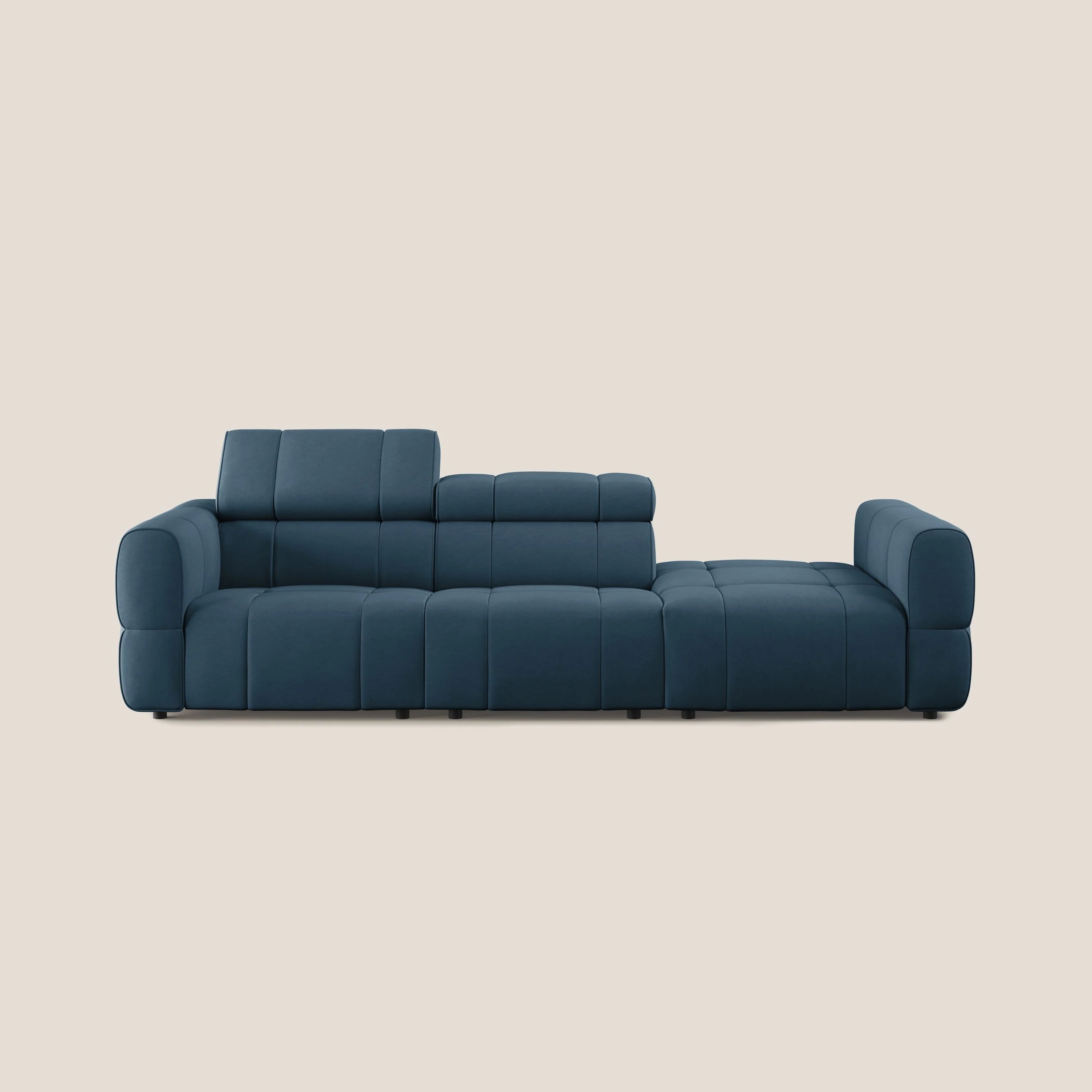 Giotto Canapé terminal avec option relax électrique en microfibre imperméable effet velours  T09 bleu - Image 11