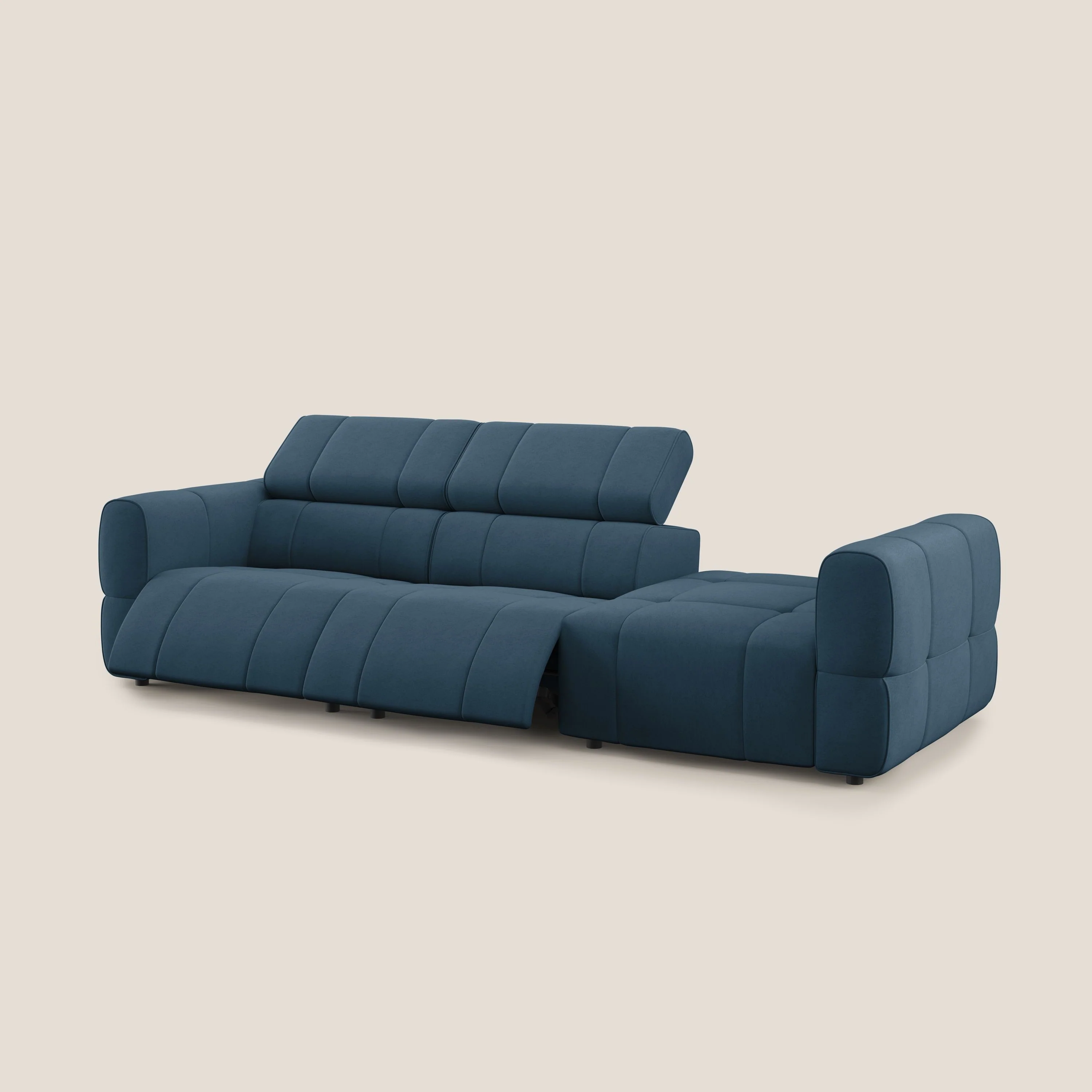 Giotto Canapé terminal avec option relax électrique en microfibre imperméable effet velours  T09 bleu - Image 12