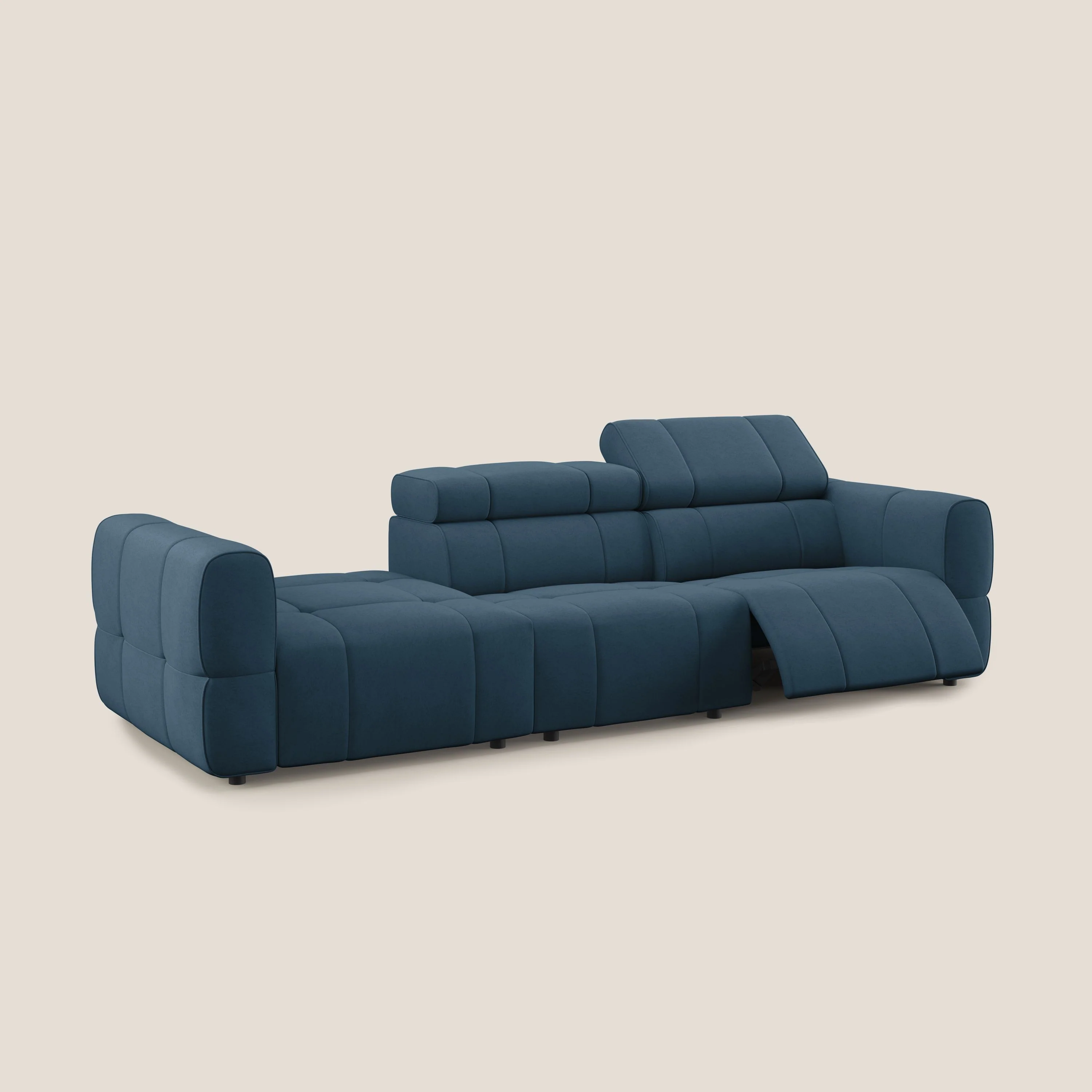 Giotto Canapé terminal avec option relax électrique en microfibre imperméable effet velours  T09 bleu - Image 2