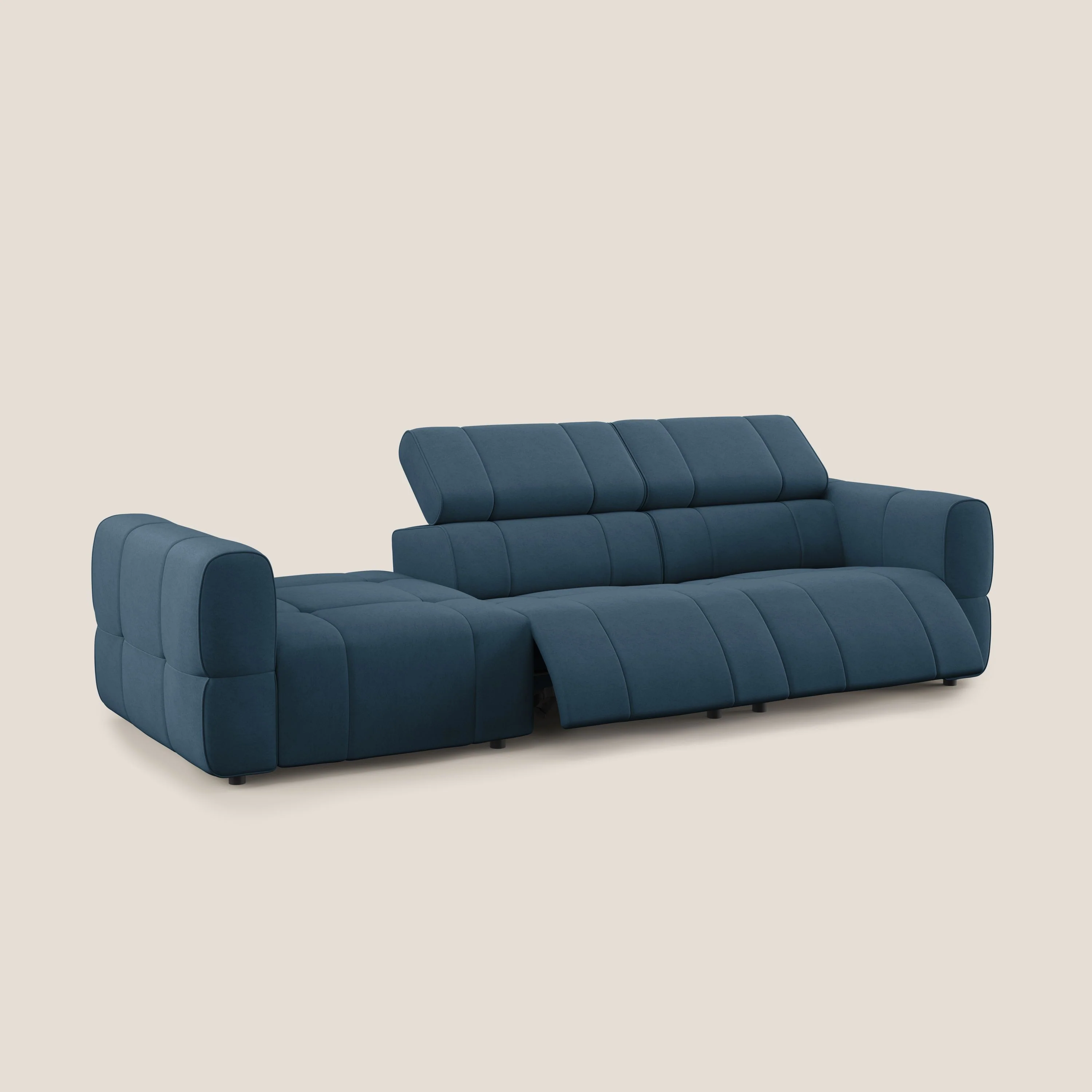Giotto Canapé terminal avec option relax électrique en microfibre imperméable effet velours  T09 bleu - Image 3