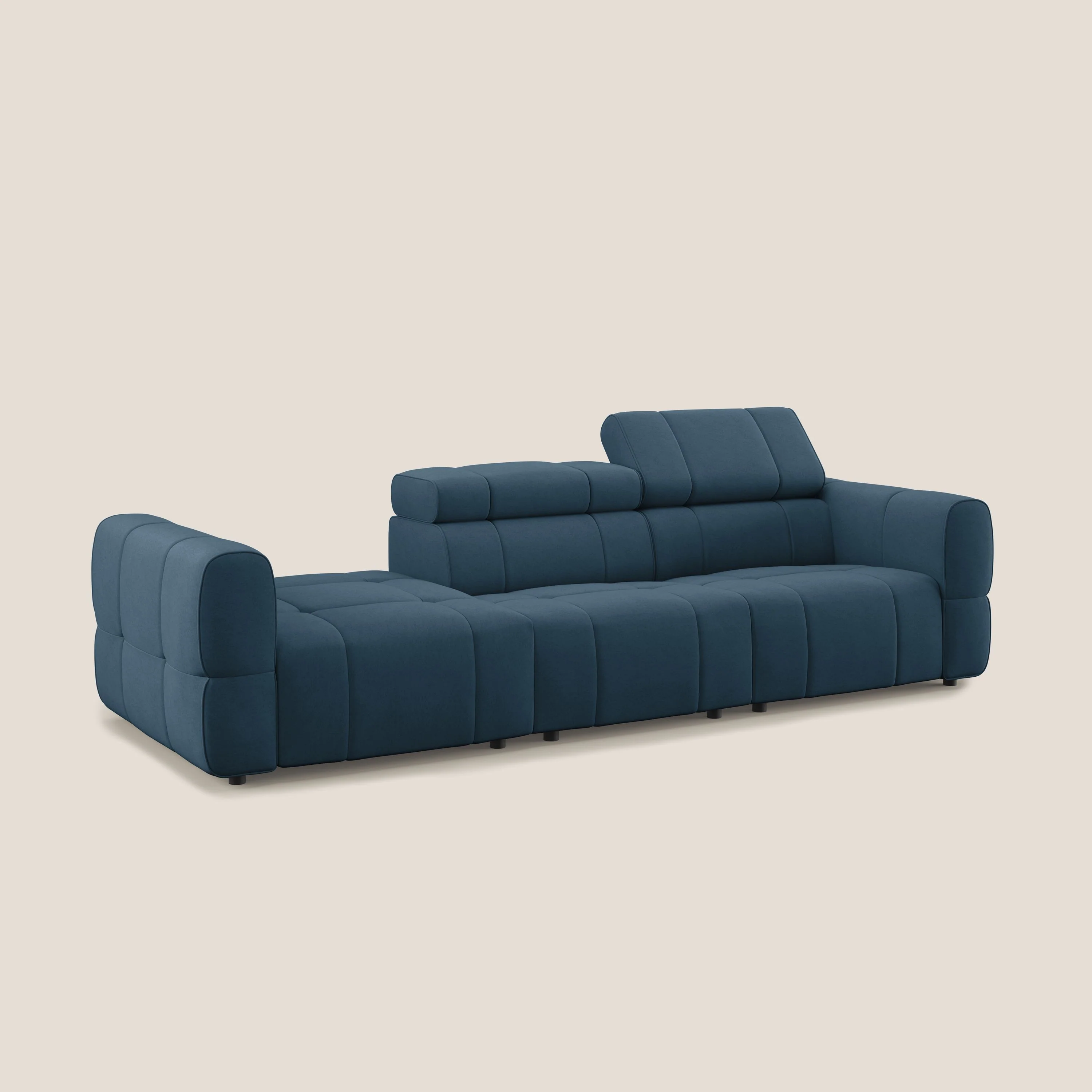 Giotto Canapé terminal avec option relax électrique en microfibre imperméable effet velours  T09 bleu - Image 4