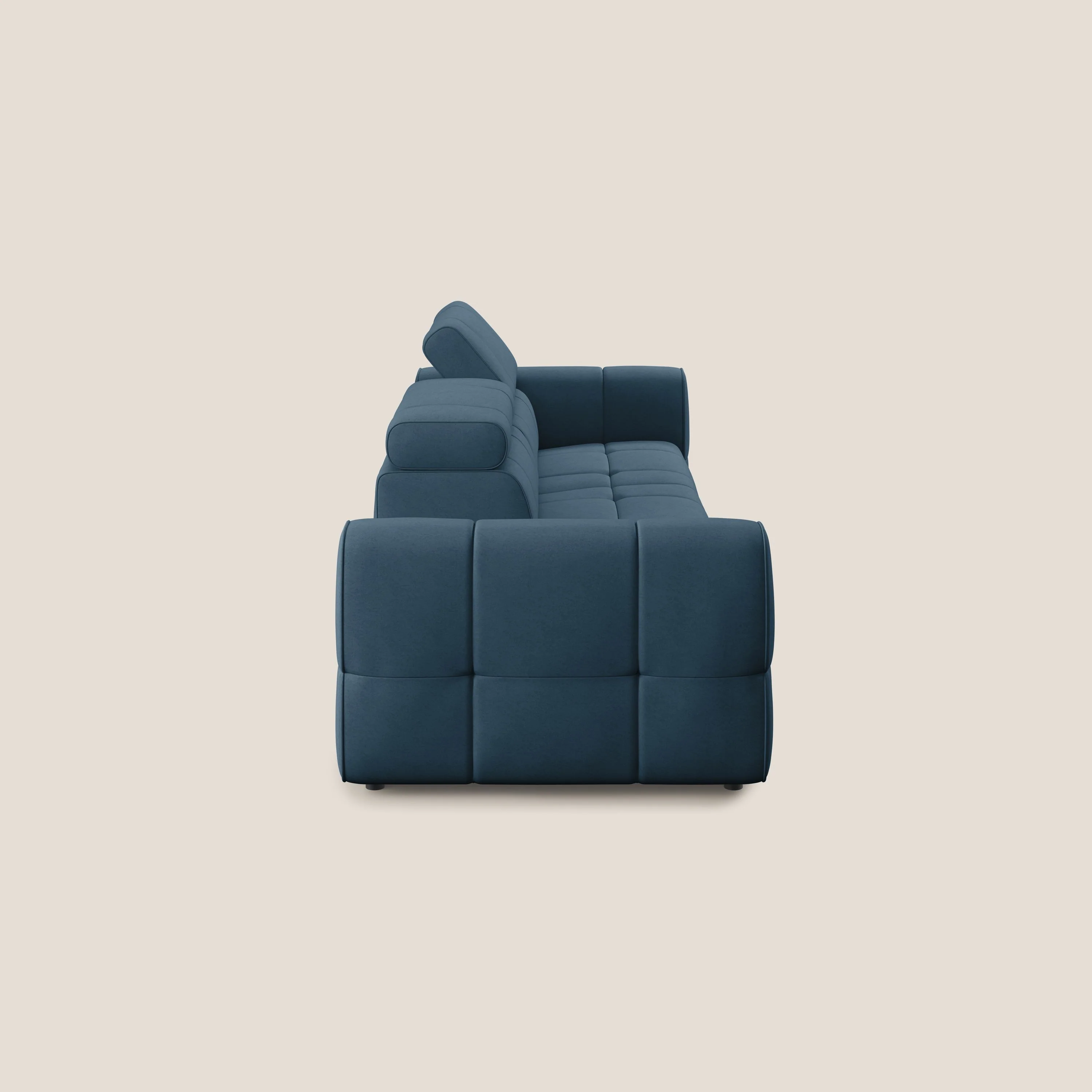 Giotto Canapé terminal avec option relax électrique en microfibre imperméable effet velours  T09 bleu - Image 5