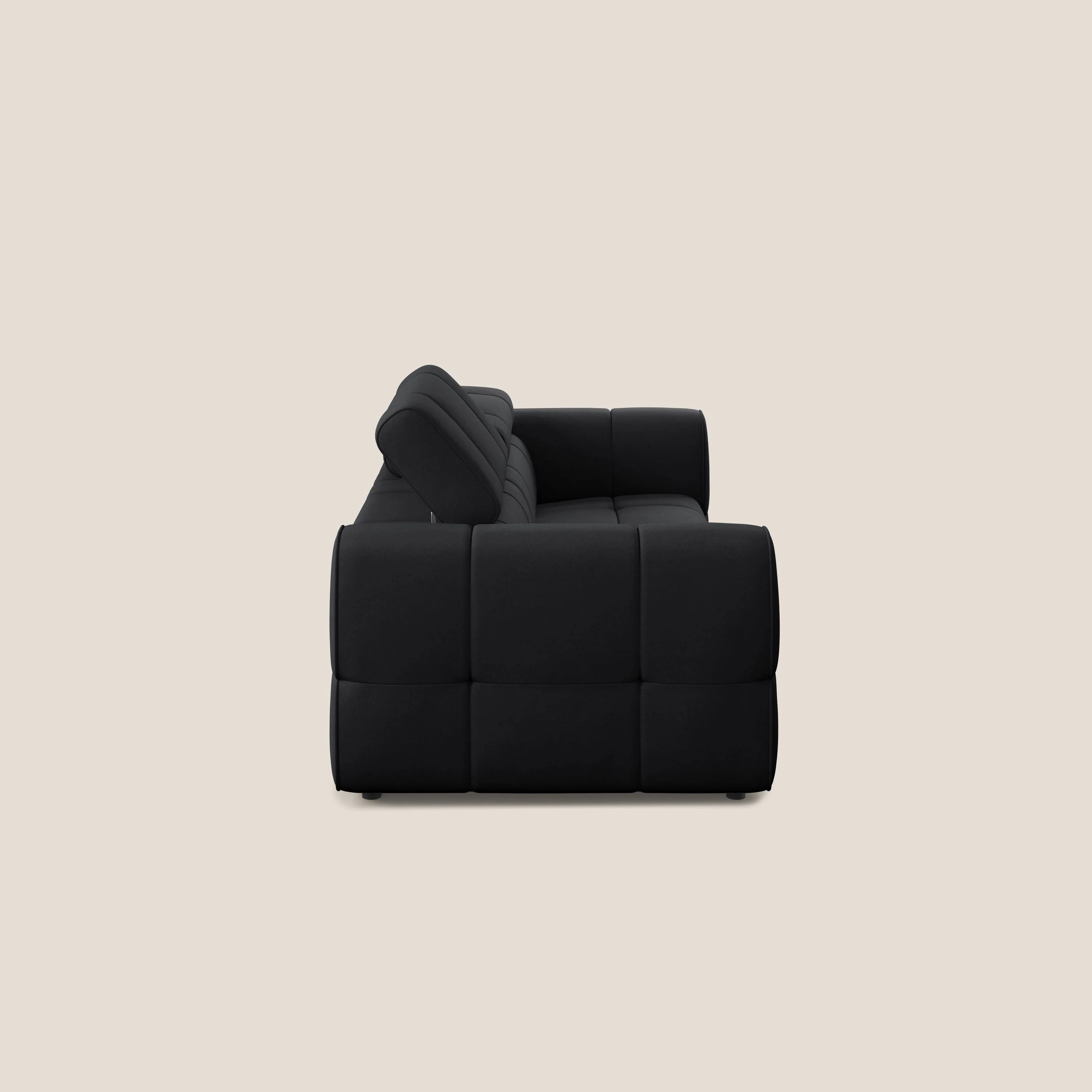 Giotto Canapé modulaire avec option relax électrique en microfibre imperméable effet velours T09 anthracite - Image 4