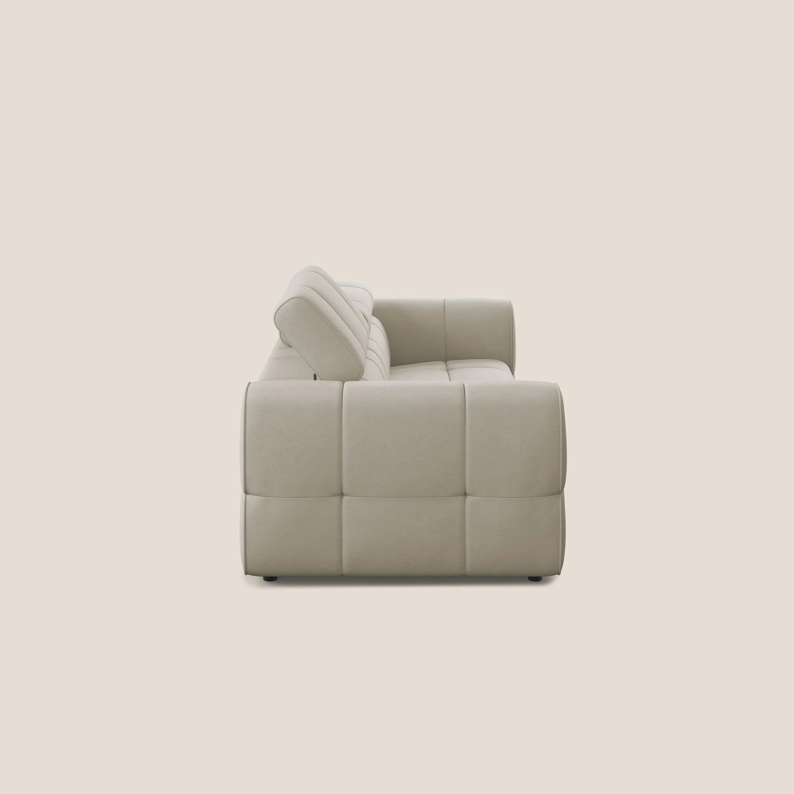 Giotto Canapé modulaire avec option relax électrique en microfibre imperméable effet velours T09 beige - Image 4