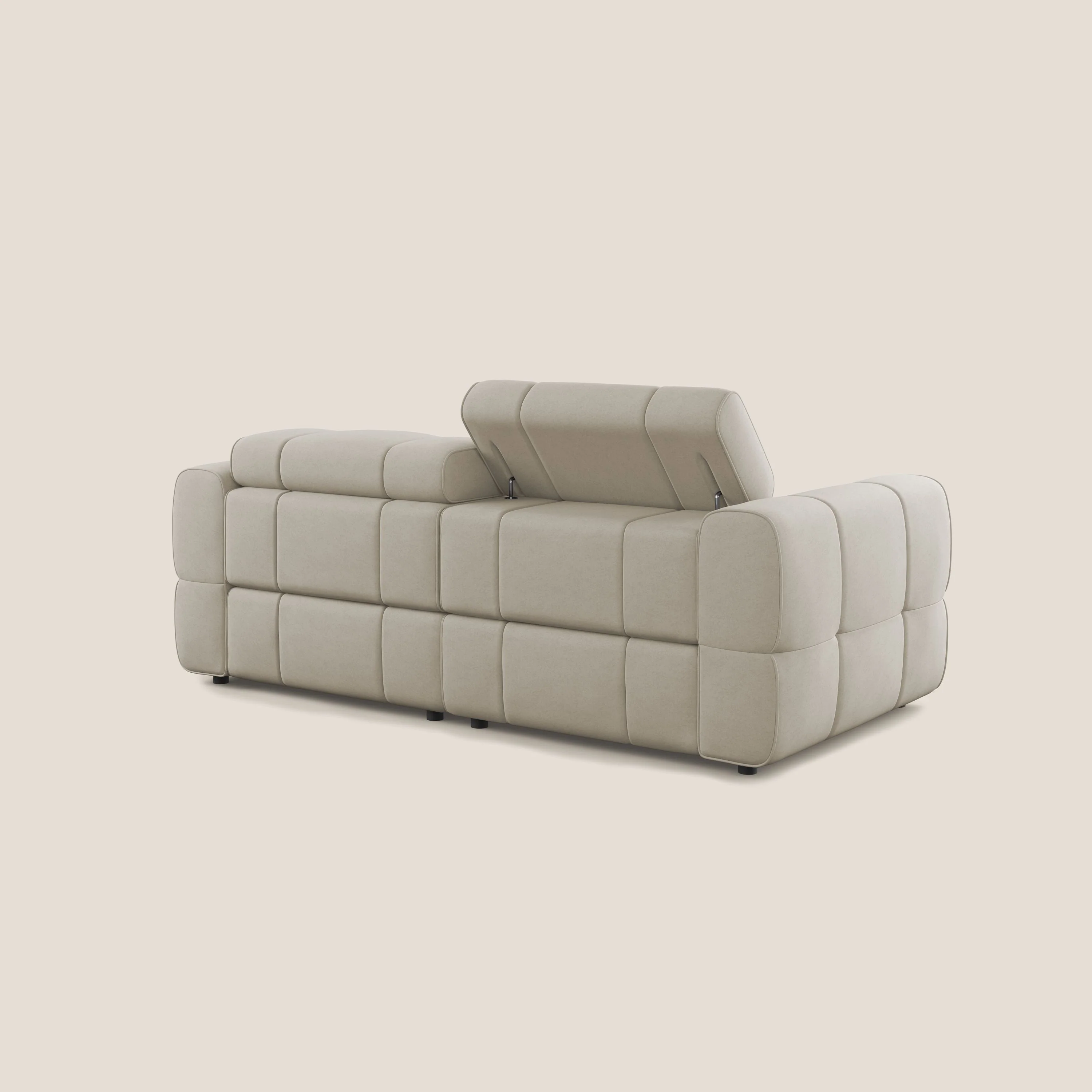 Giotto Canapé modulaire avec option relax électrique en microfibre imperméable effet velours T09 beige - Image 5