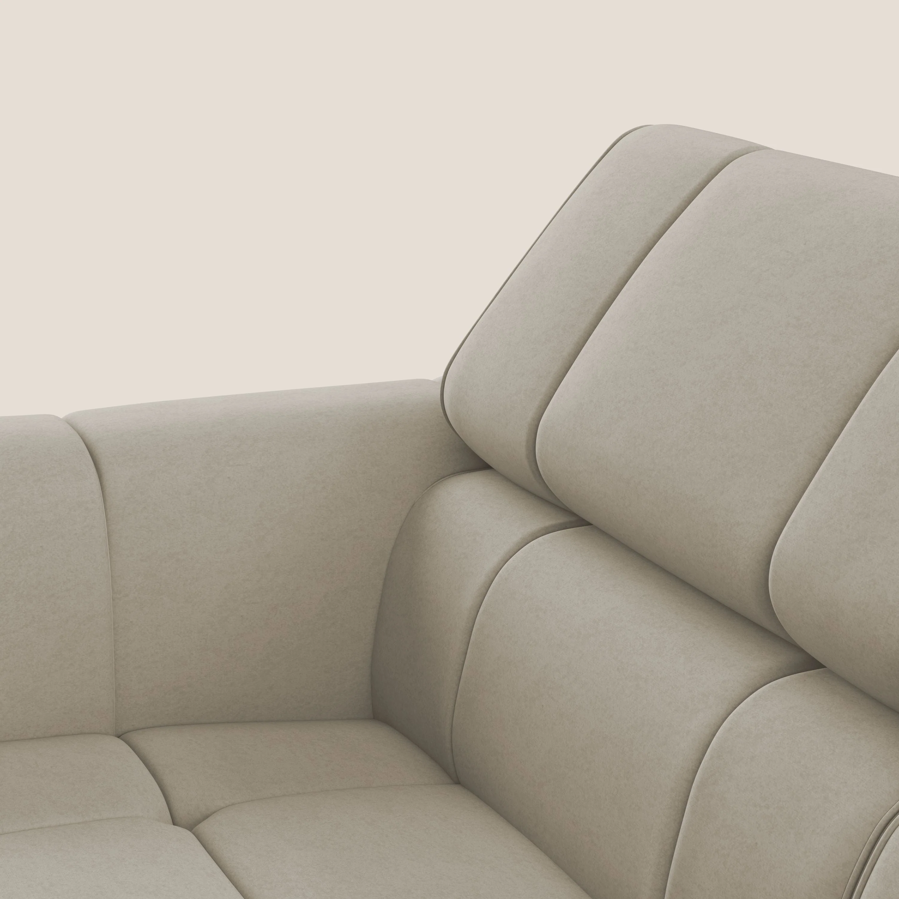 Giotto Canapé modulaire avec option relax électrique en microfibre imperméable effet velours T09 beige - Image 7
