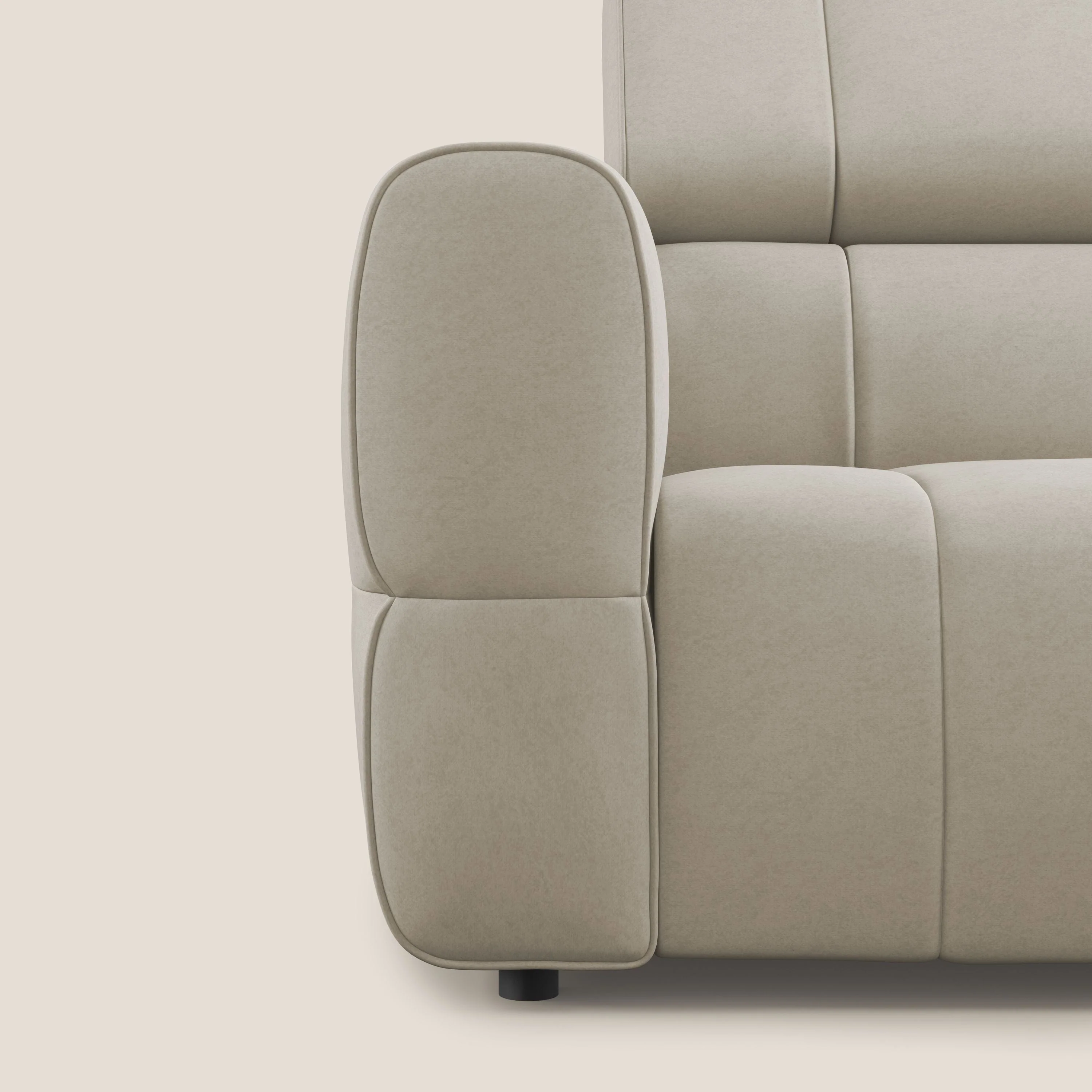 Giotto Canapé modulaire avec option relax électrique en microfibre imperméable effet velours T09 beige - Image 8
