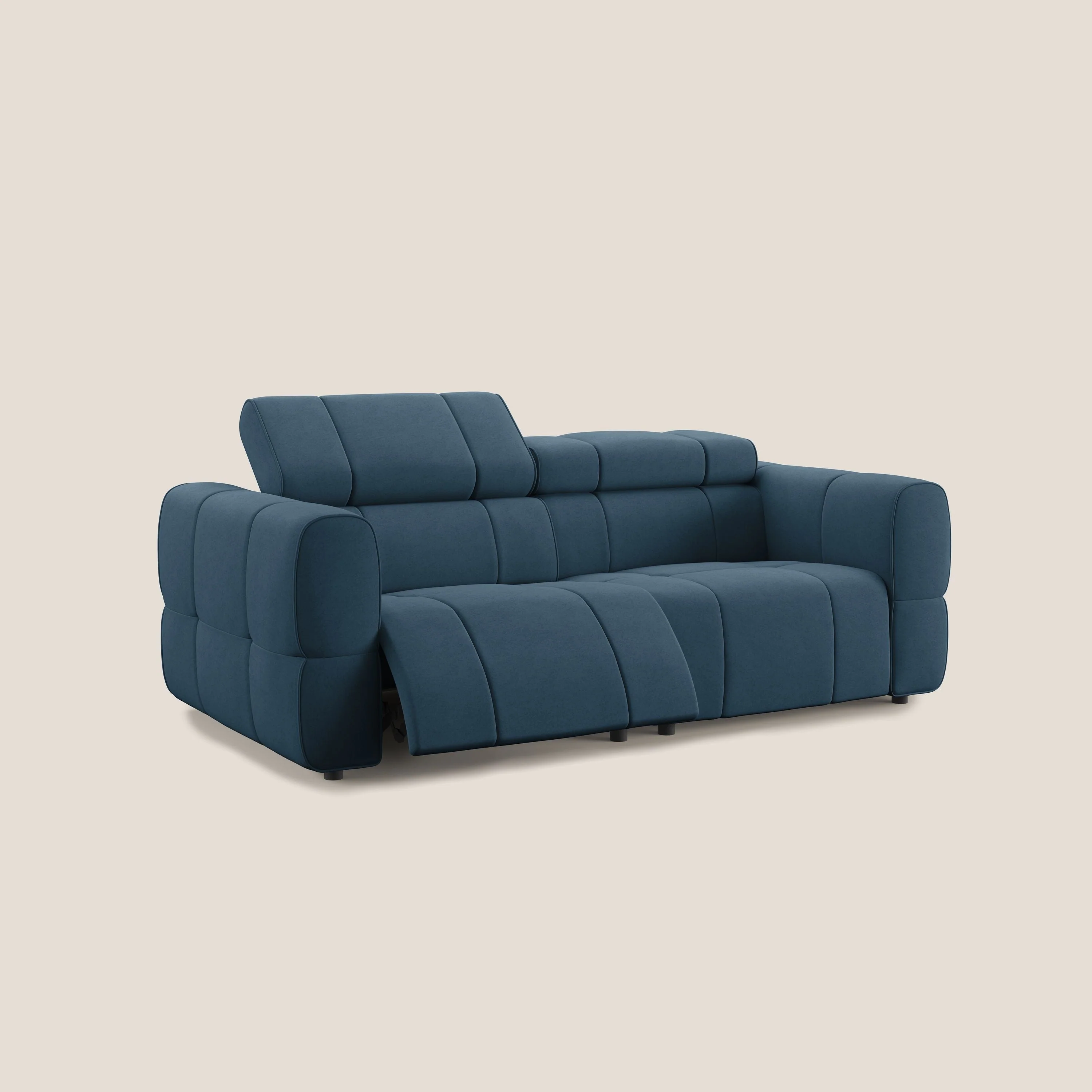 Giotto Canapé modulaire avec option relax électrique en microfibre imperméable effet velours T09 bleu - Image 2