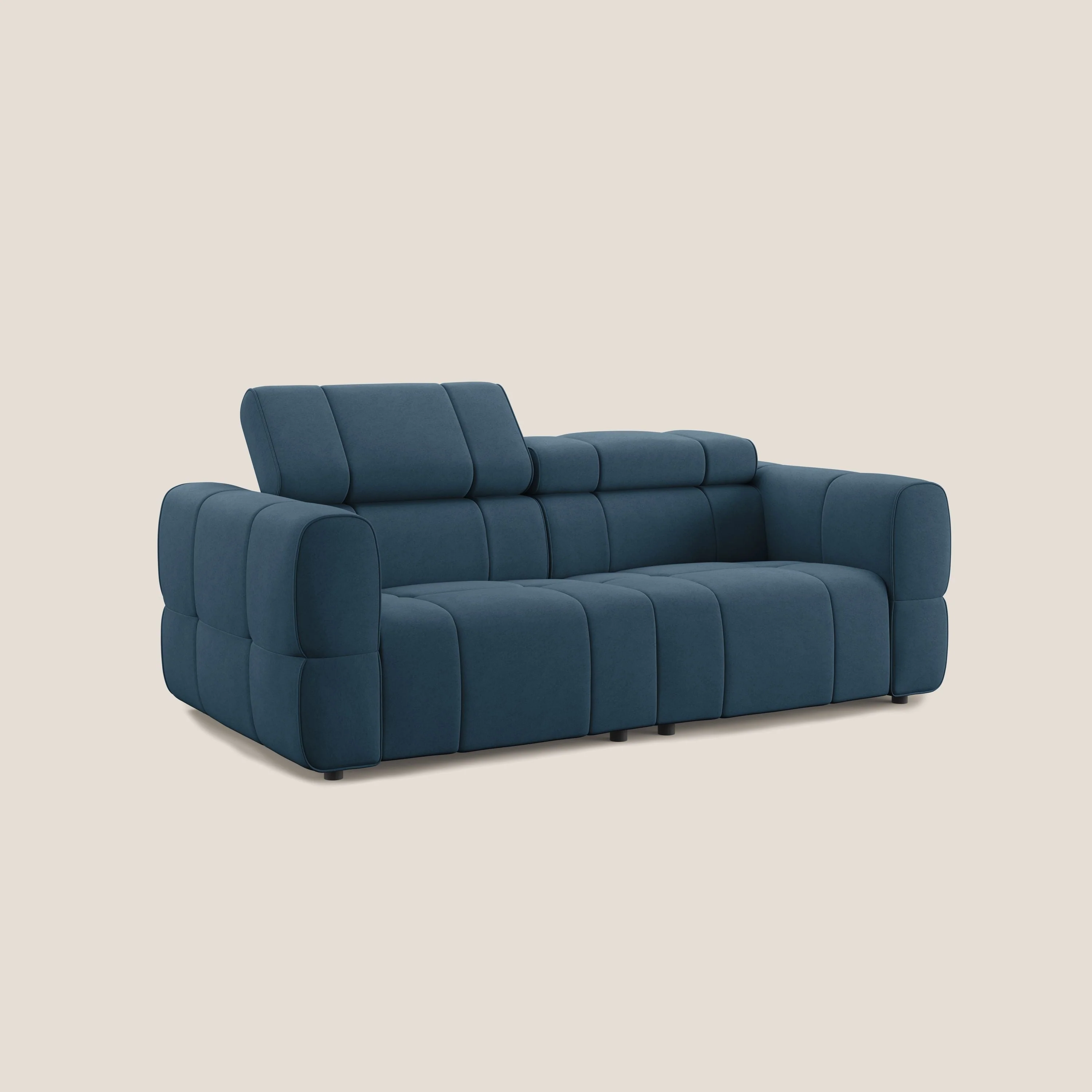 Giotto Canapé modulaire avec option relax électrique en microfibre imperméable effet velours T09 bleu - Image 3
