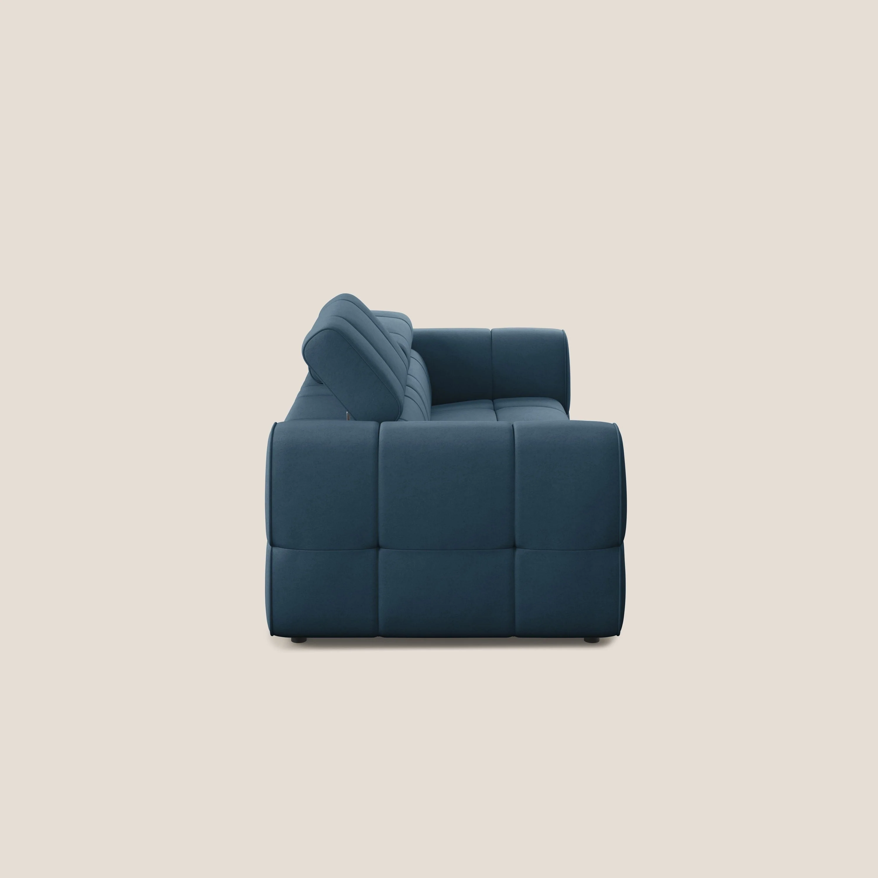 Giotto Canapé modulaire avec option relax électrique en microfibre imperméable effet velours T09 bleu - Image 4