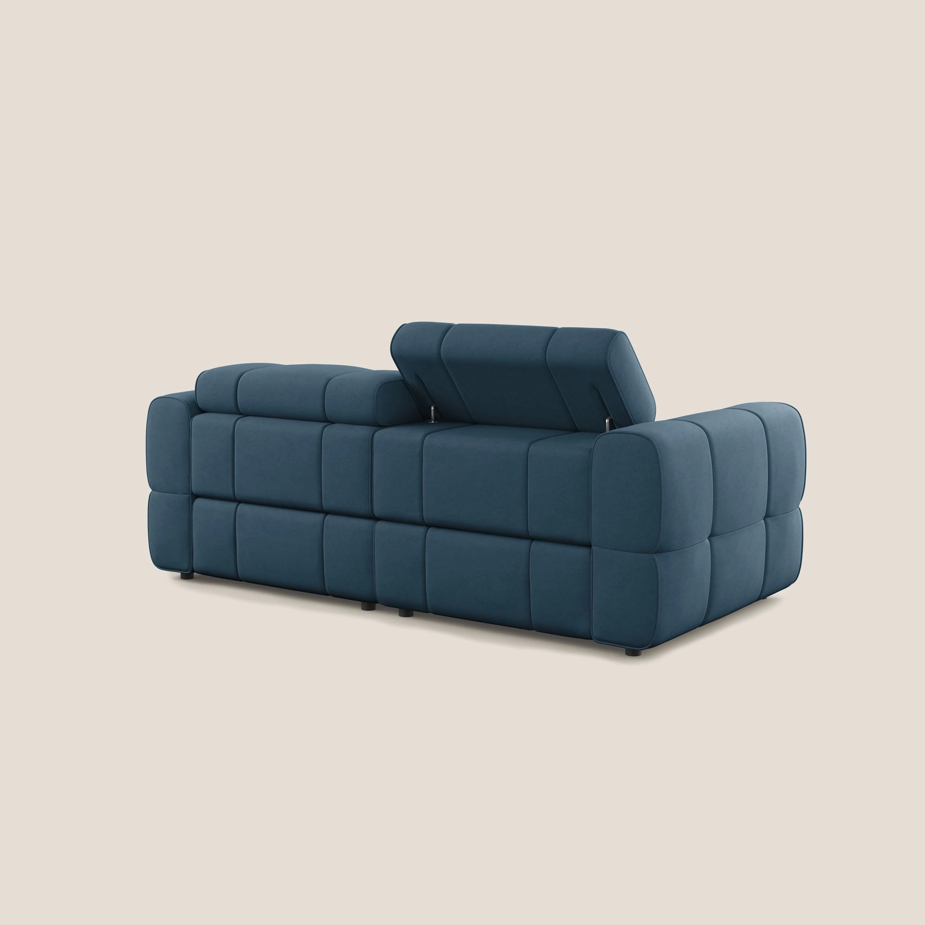 Giotto Canapé modulaire avec option relax électrique en microfibre imperméable effet velours T09 bleu - Image 5
