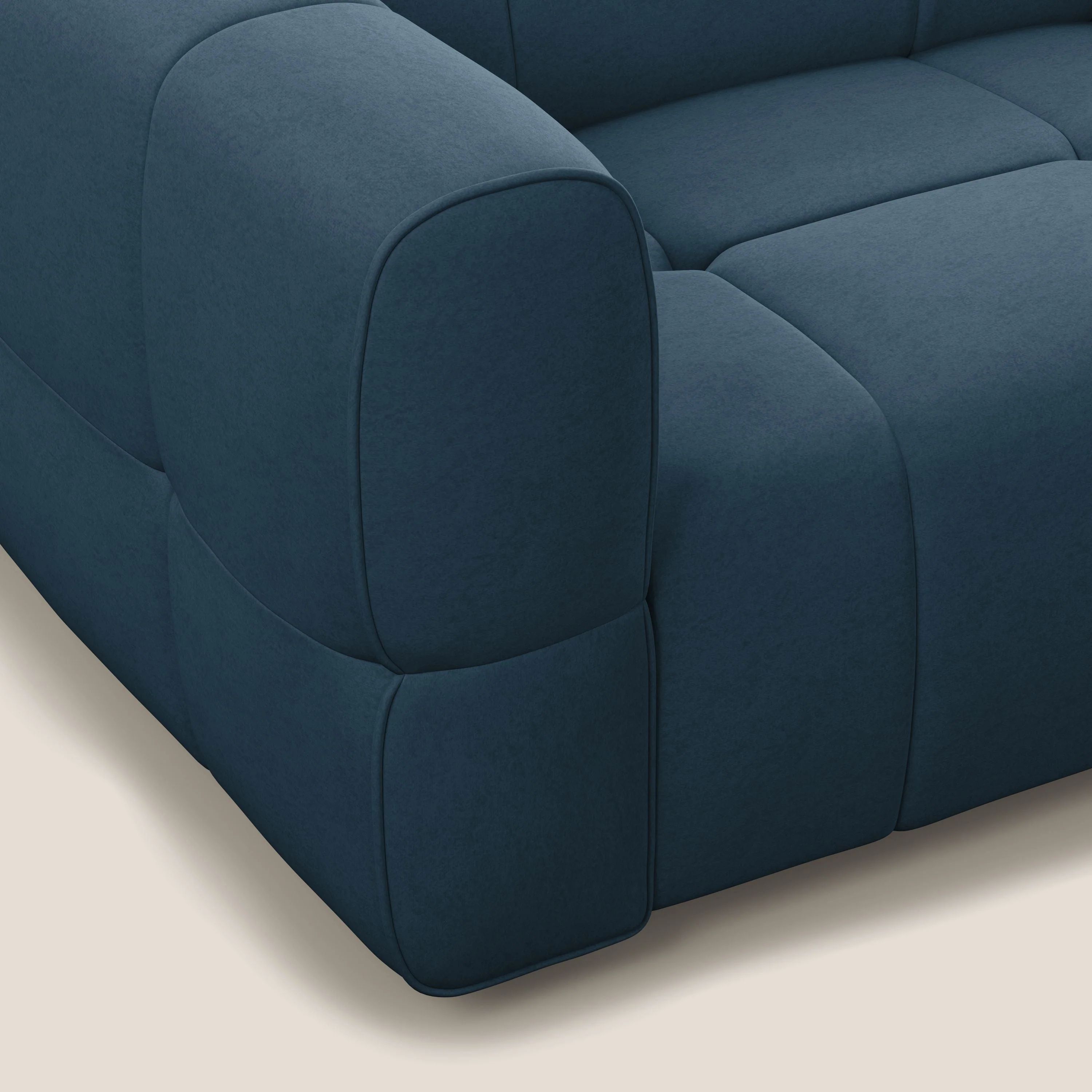 Giotto Canapé modulaire avec option relax électrique en microfibre imperméable effet velours T09 bleu - Image 6