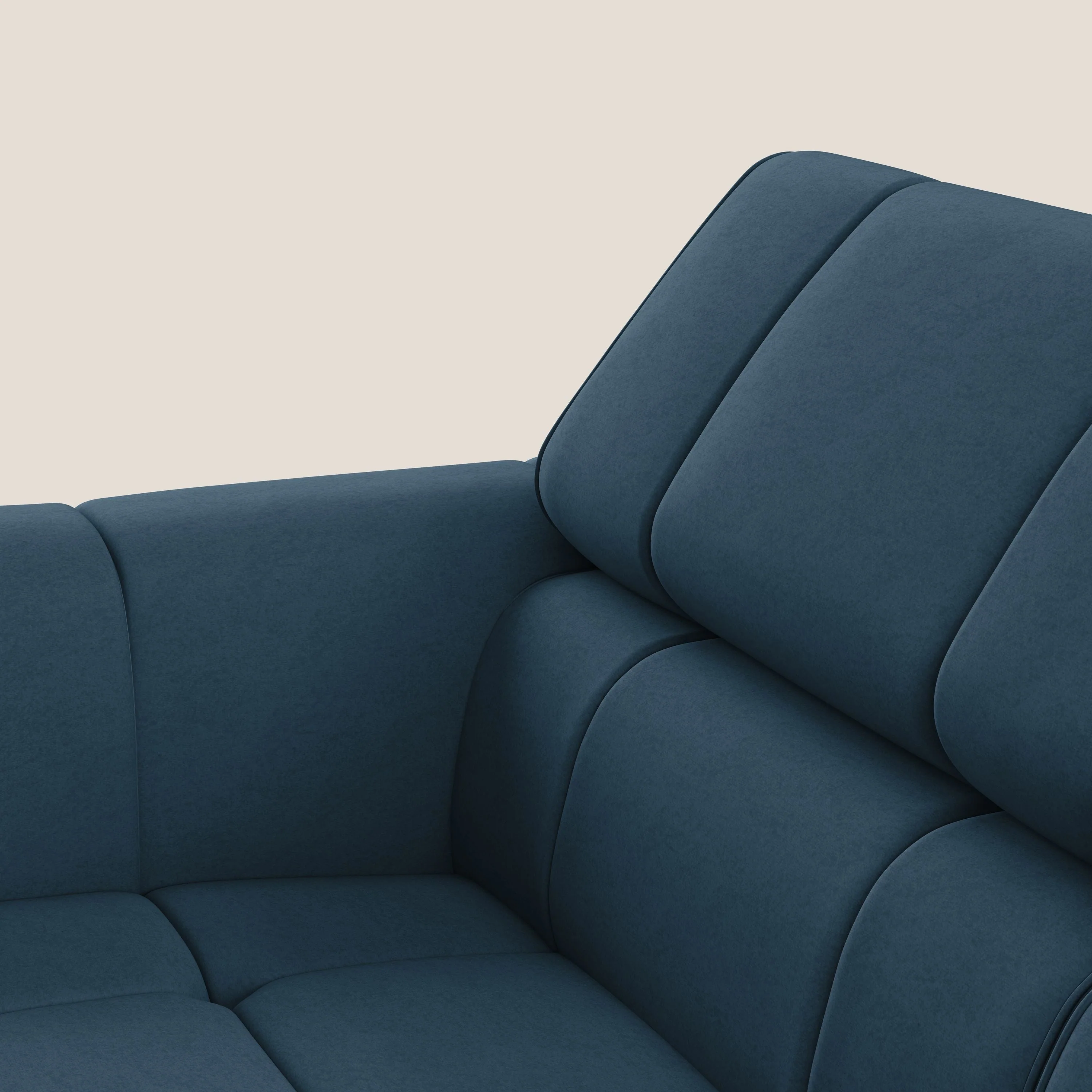 Giotto Canapé modulaire avec option relax électrique en microfibre imperméable effet velours T09 bleu - Image 7